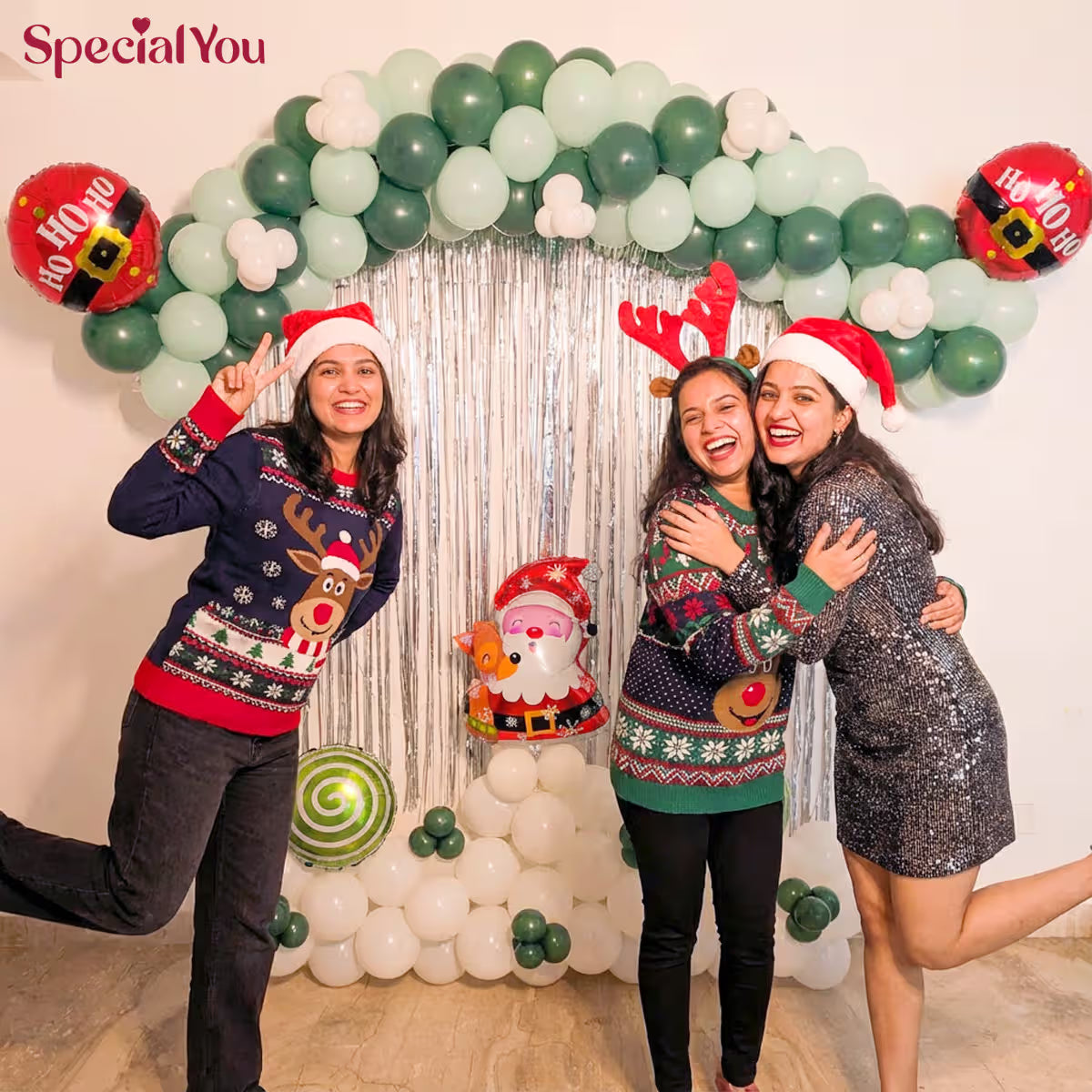 Elegant Christmas Green Balloon Arch Decoration