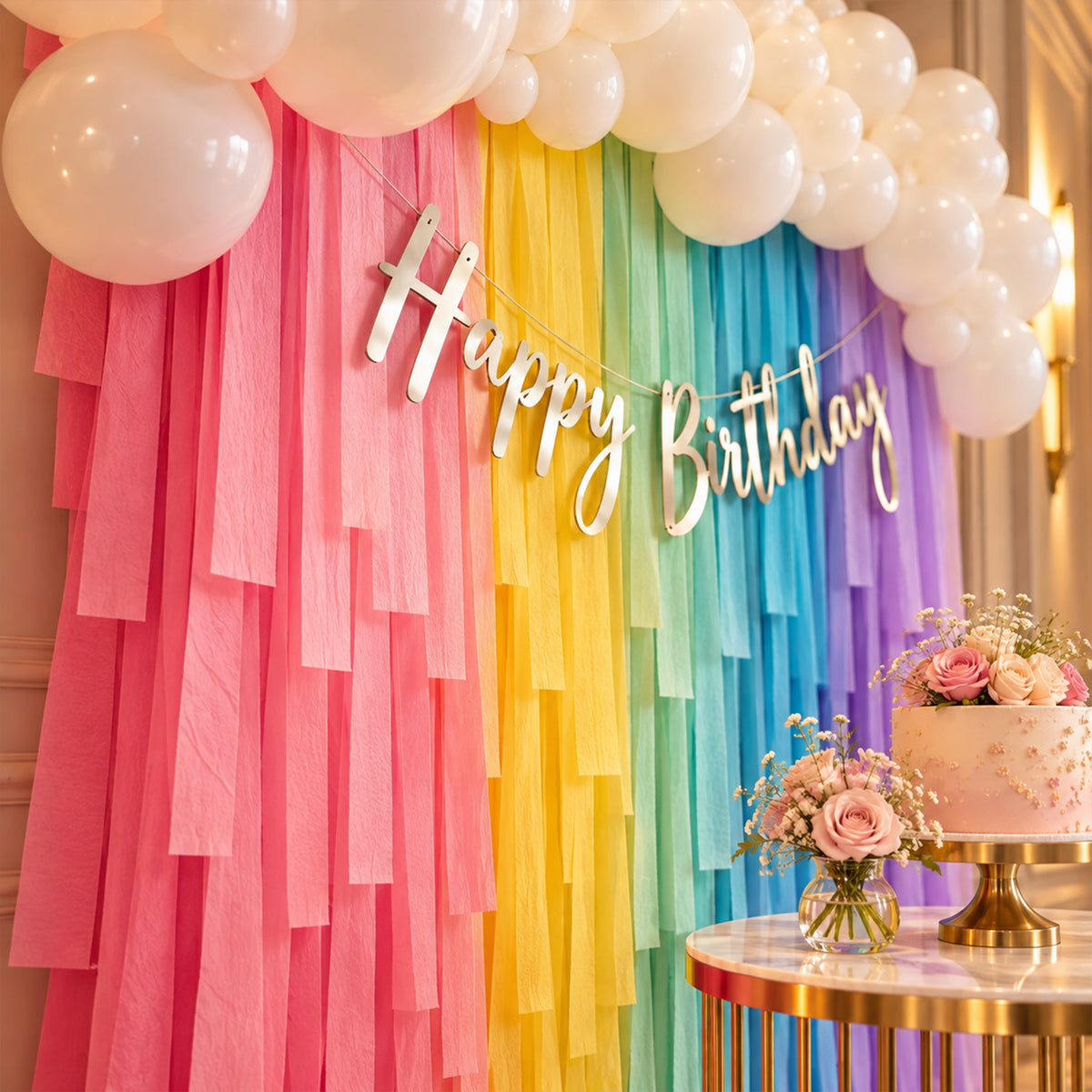 Multicolor Crepe Paper Birthday Decoration DIY Kit