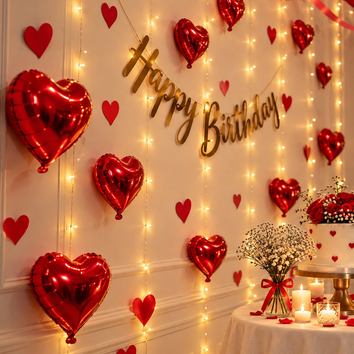 Red & Pink Heart Theme Birthday Decoration DIY Kit