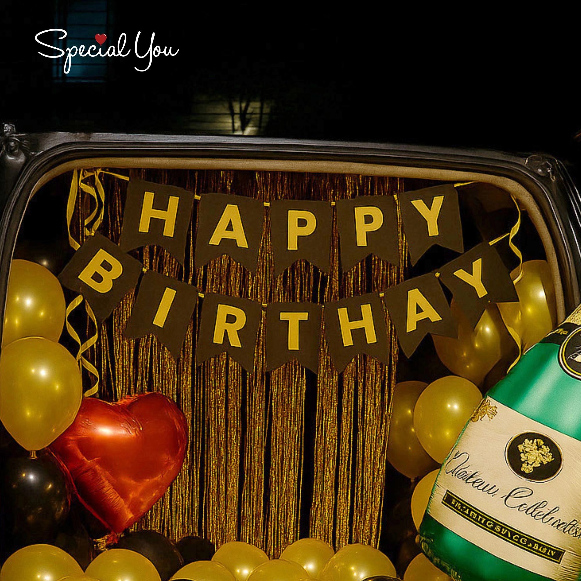 Black & Gold Car Boot Birthday Decor