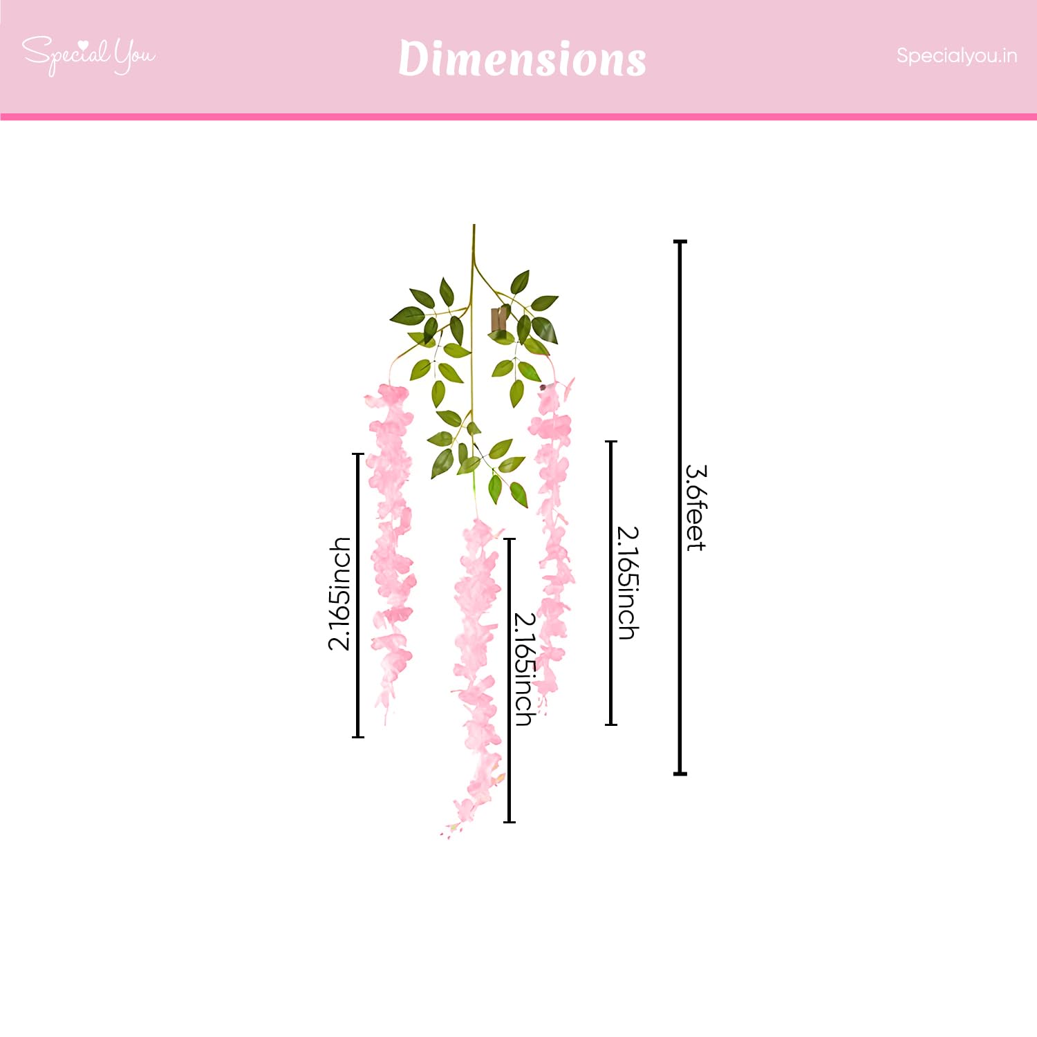 Artificial Light Pink Wisteria Pack of 12
