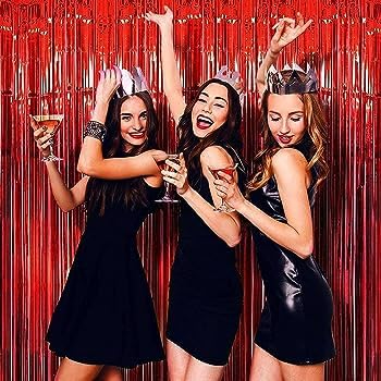Red Tinsel Fringe Curtain