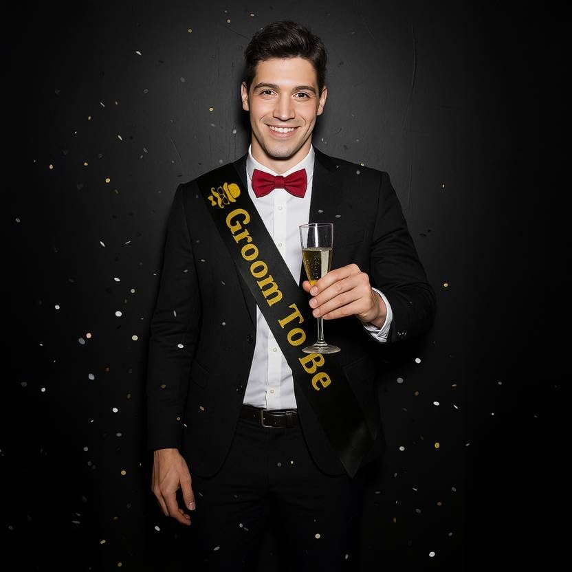 Groom to Be Sash & Party Props – Black Bachelor Party Set