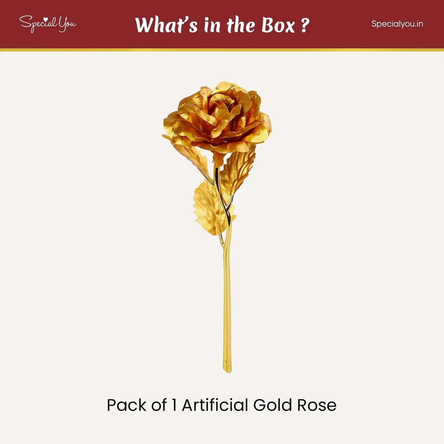 Golden Metal Rose for Valentine Gift