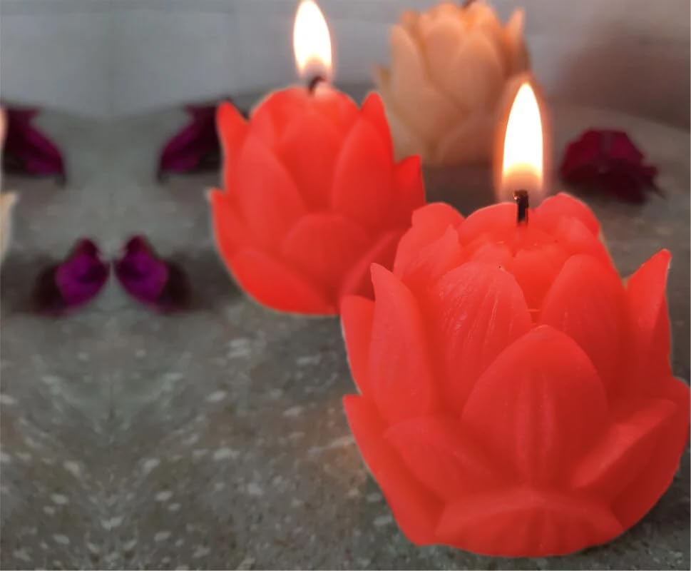 Red Lotus Candles for Home Decor