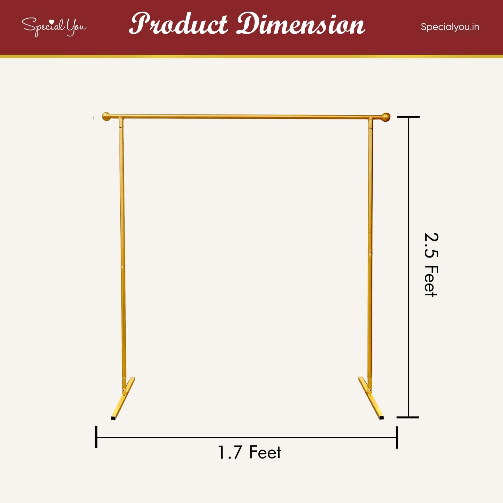 Rectangular Metal Golden Stand (2.5*1.7 ft)
