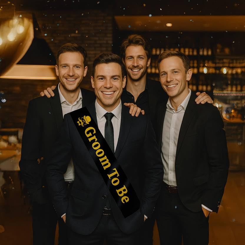 Groom to Be Sash & Party Props – Black Bachelor Party Set