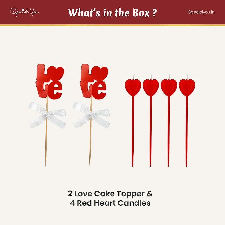 Red Love Cake Topper Decoration Items - Special You
