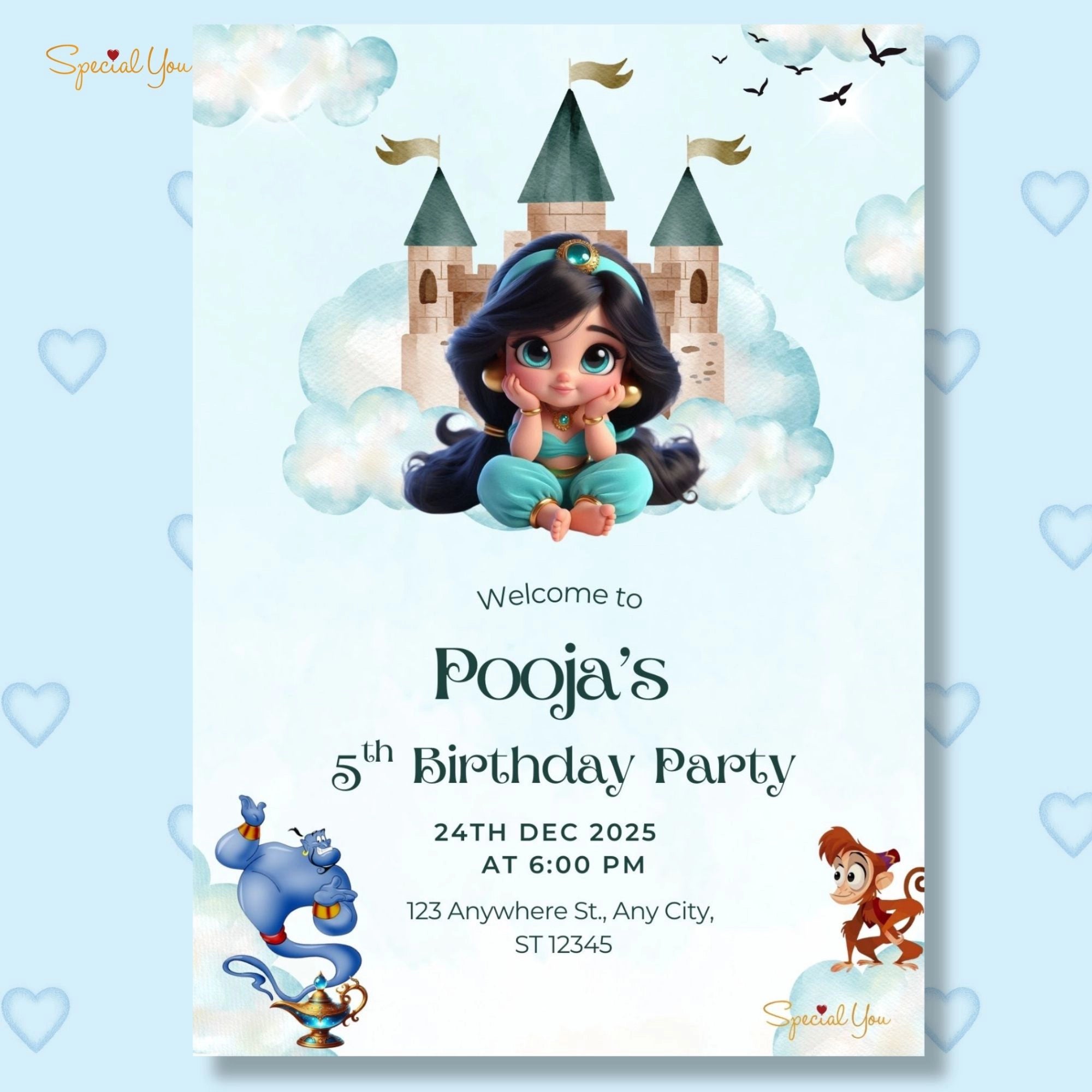 Jasmine Theme Birthday E-Invite