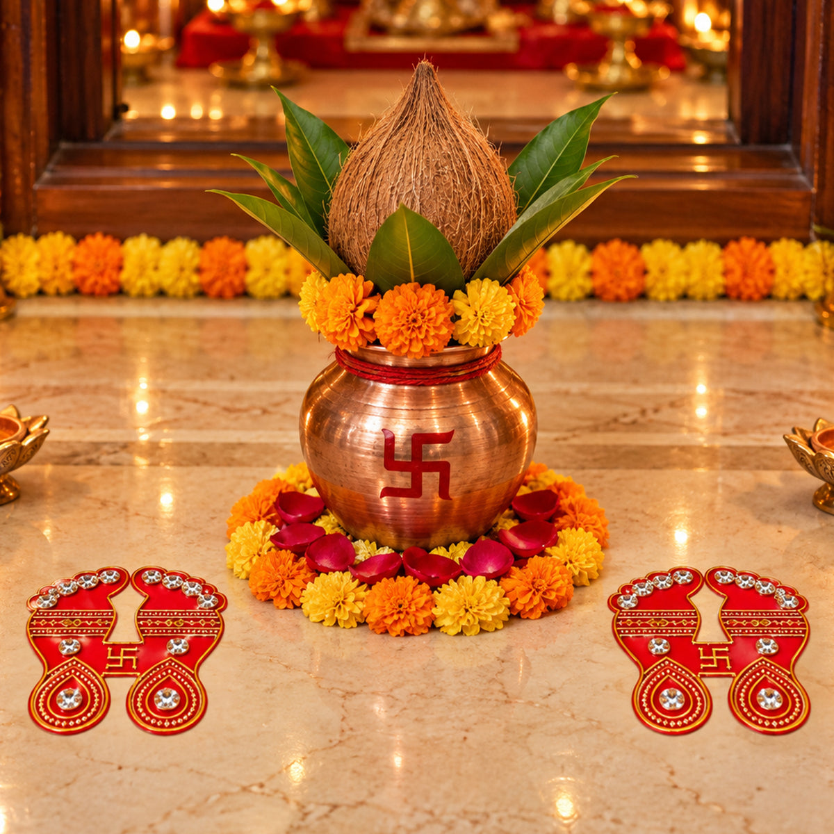 Subh Labh Laxmi Feet Stickers Set for Diwali