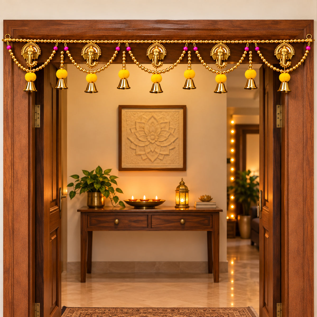 Gold Ganesh Toran for Entrance for Diwali Decoration for Home