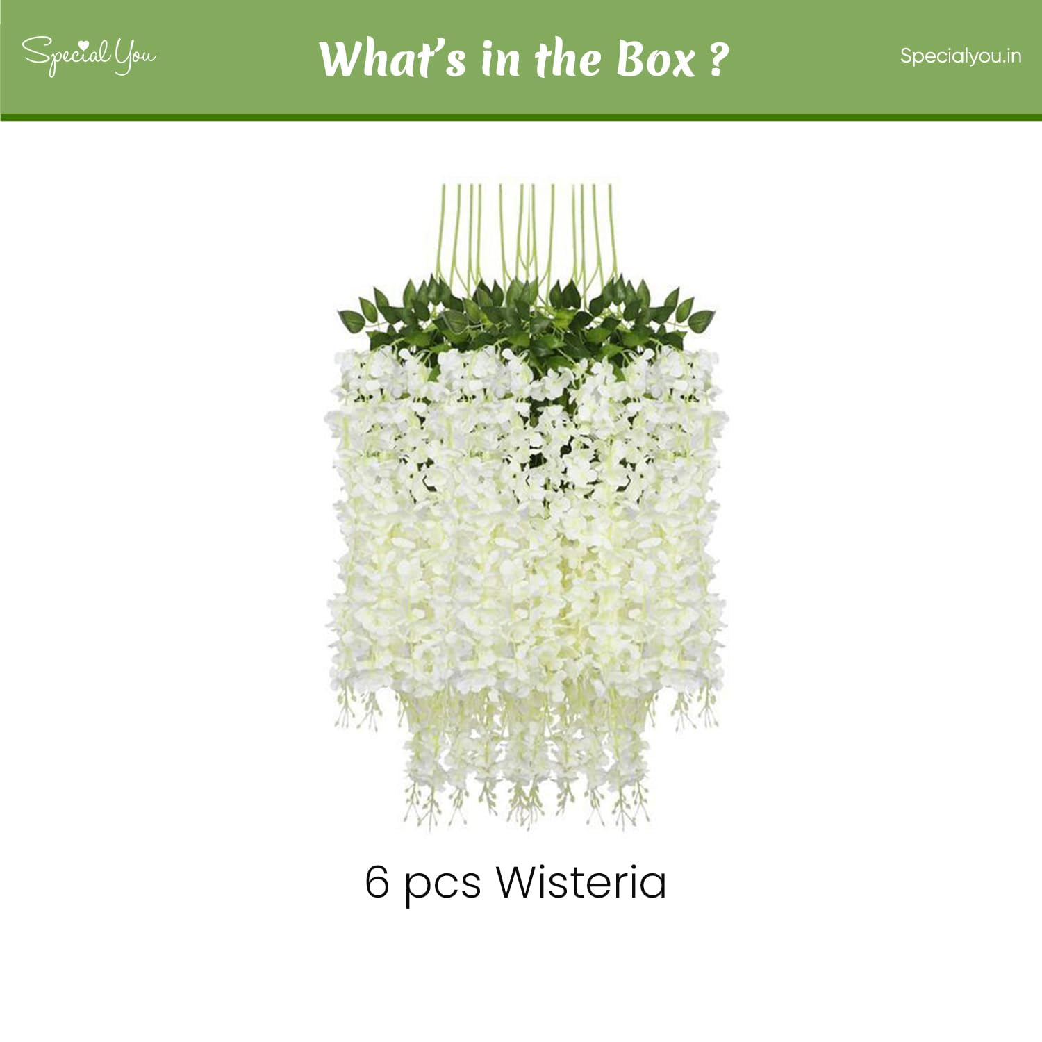 Pack of 6 White Wisteria for Decoration