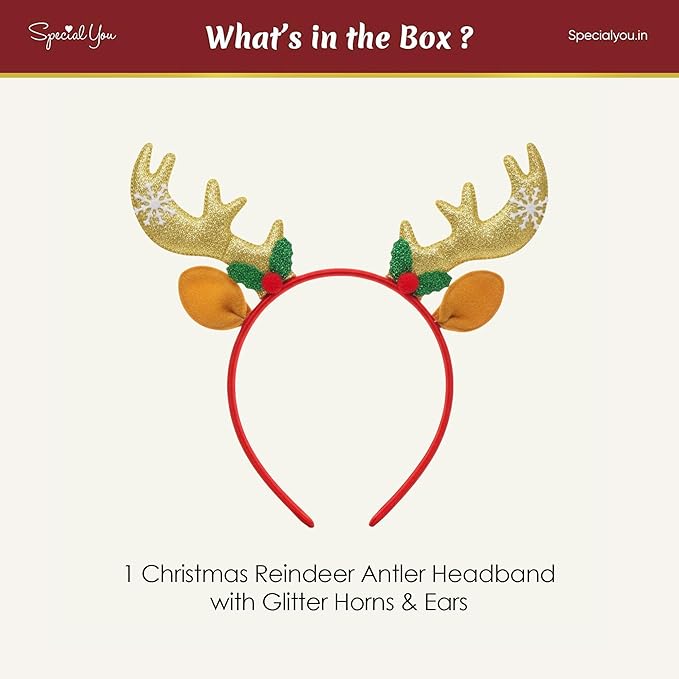 1 Golden Reindeer Headband for Christmas