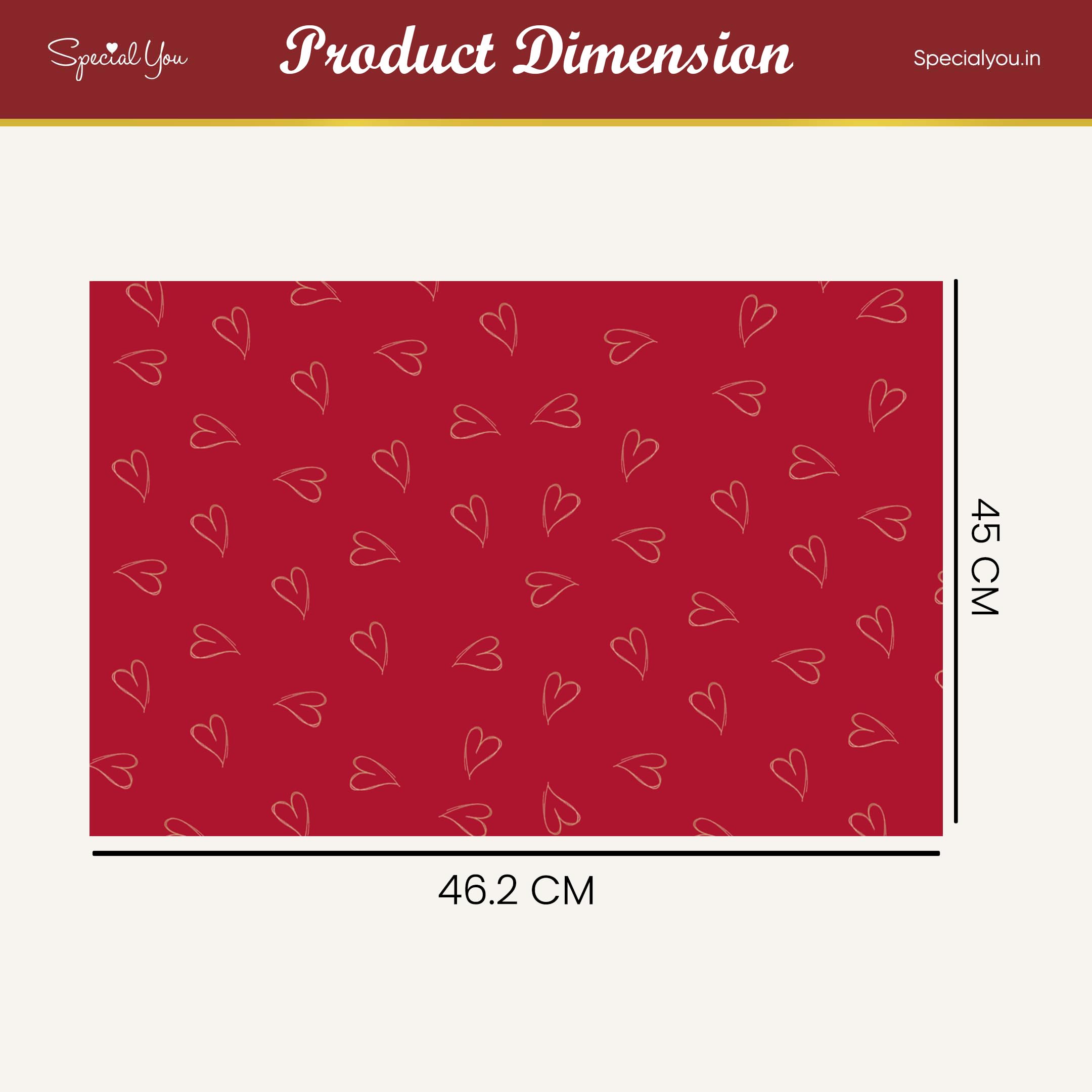 Heart Print Gift Wrapping Sheets- Red