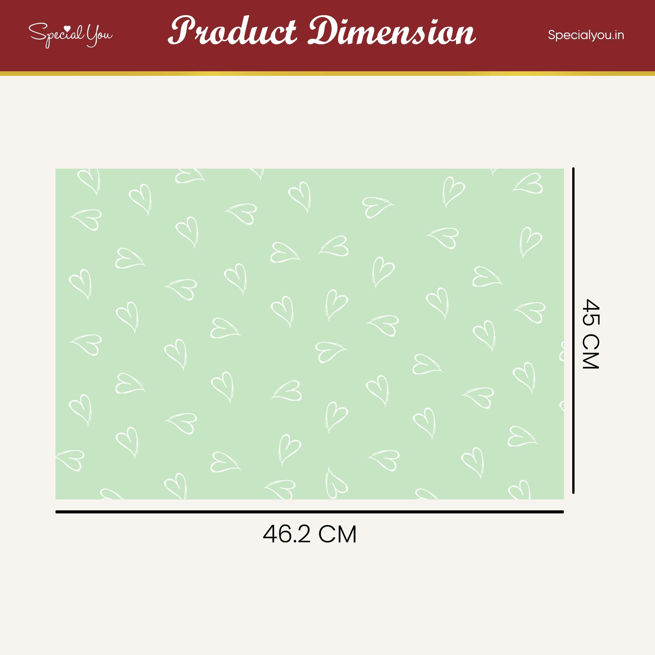 Heart Print Gift Wrapping Sheets- Green