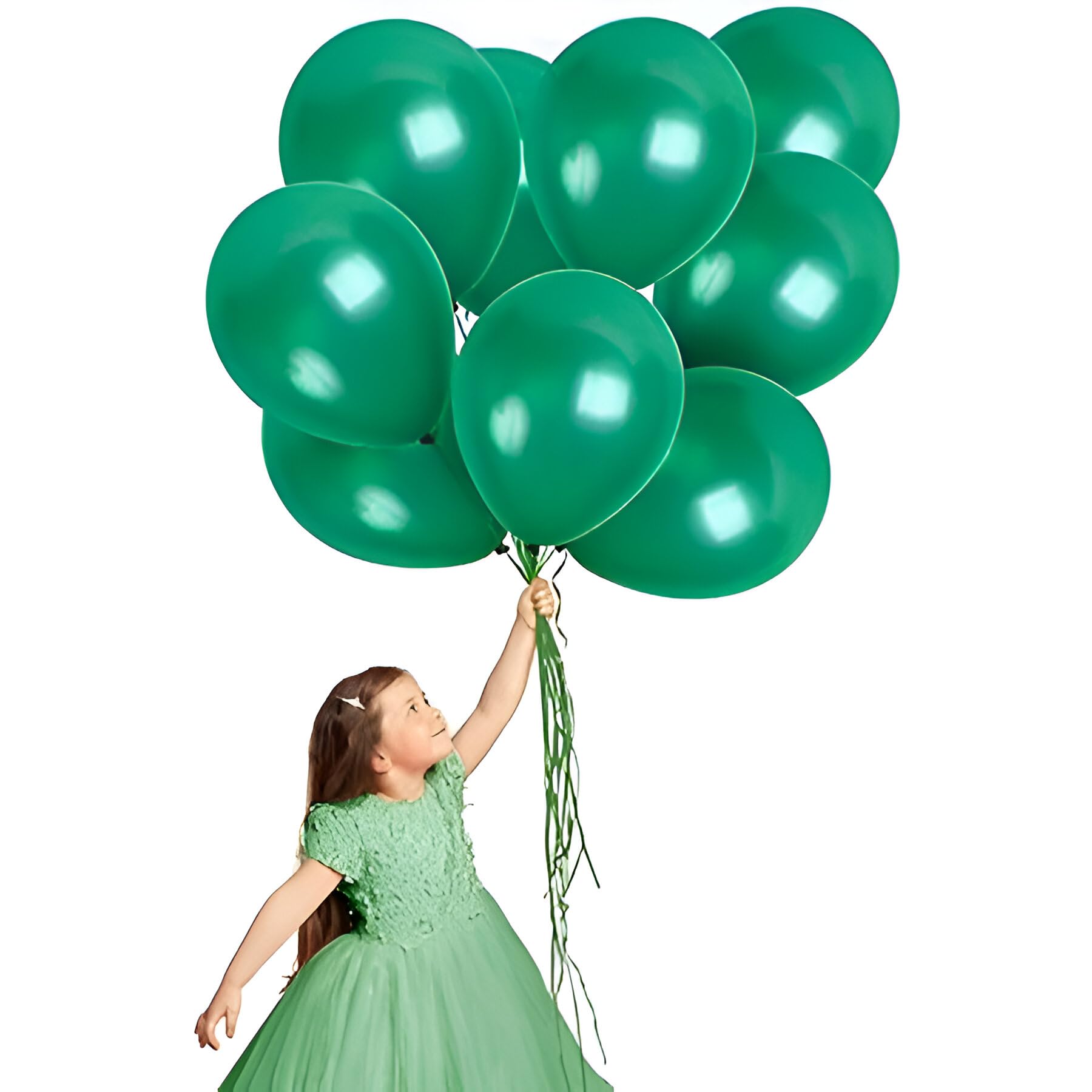 Dark Metallic Green Balloons - 100 pcs