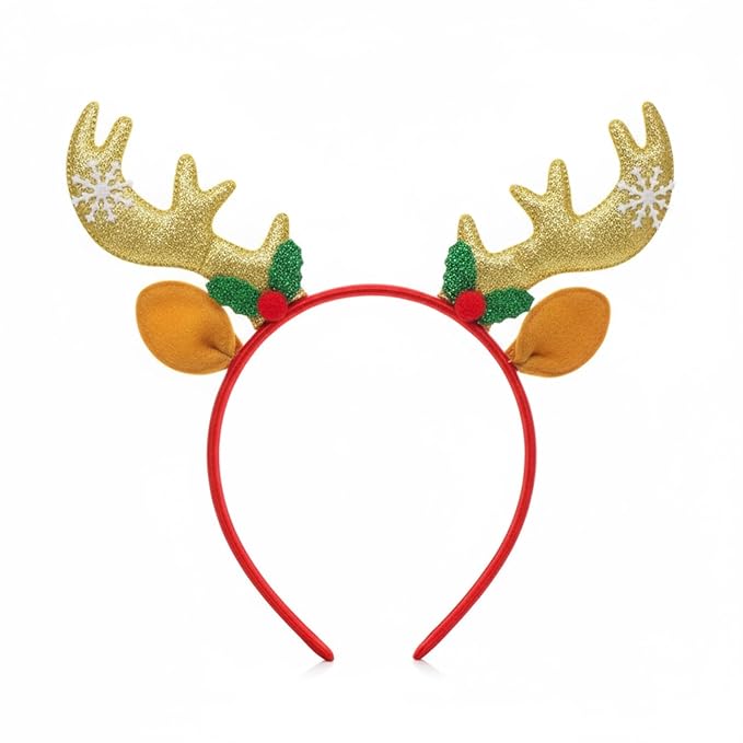 1 Golden Reindeer Headband for Christmas