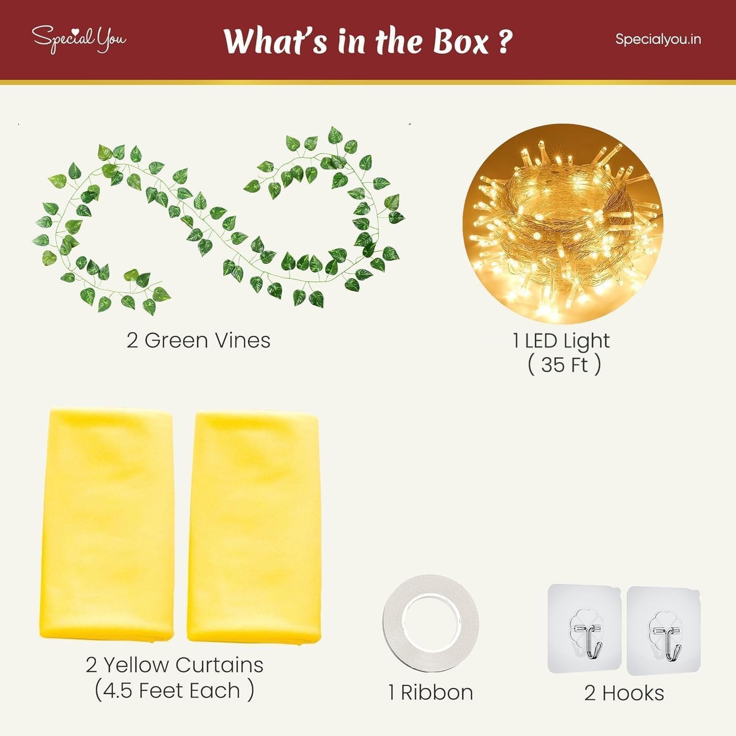 Yellow Backdrop with vines and LED light - Special You