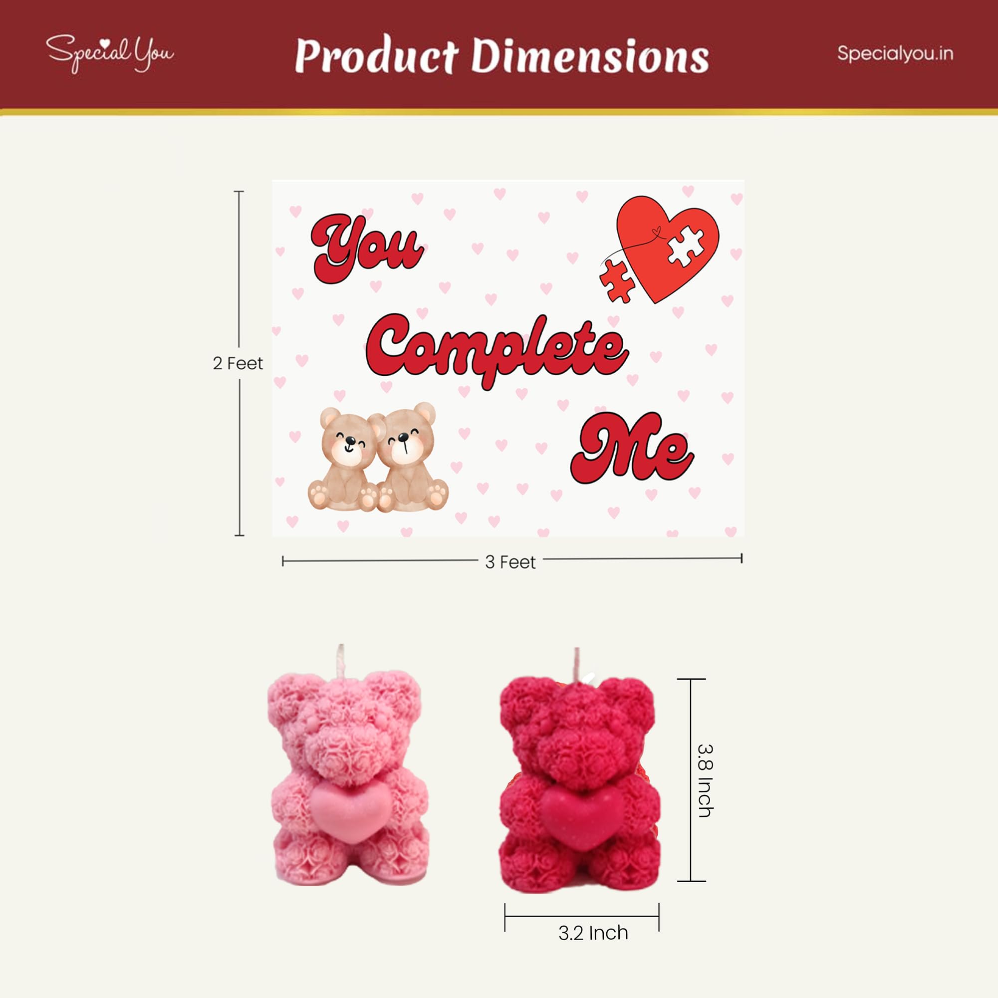 Valentine's balloon theme combo with backdrop and teddy candle