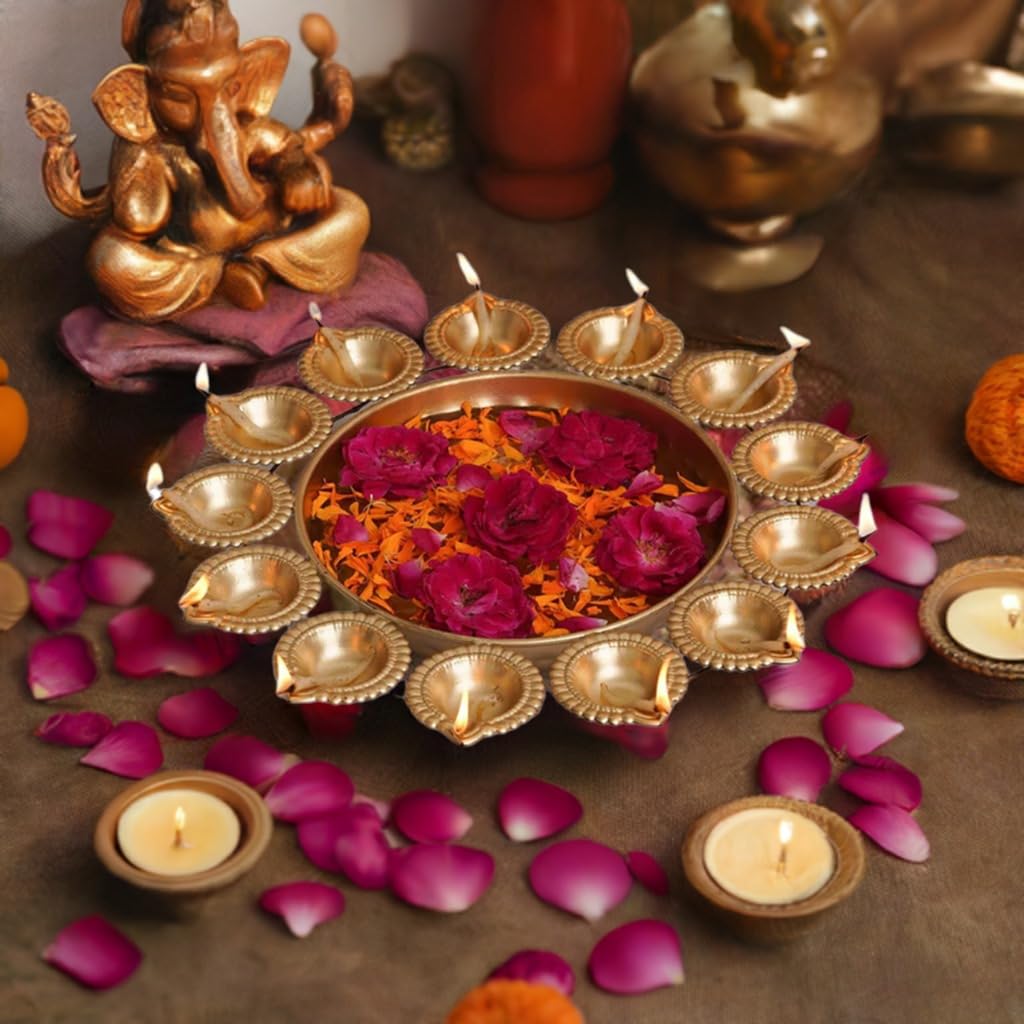 Golden Diya Urli with Tea Light Candles - Special You