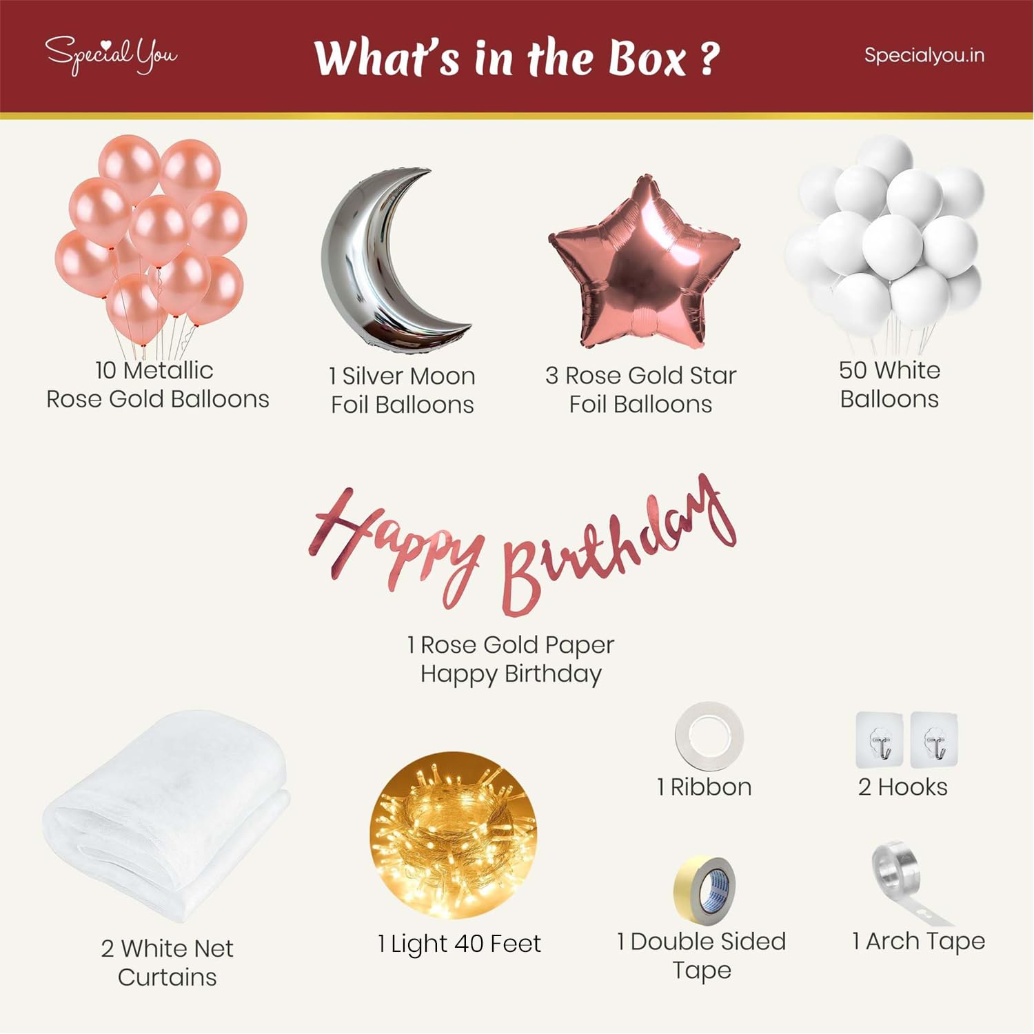 Rose Gold DIY Birthday Decoration Items for Girls