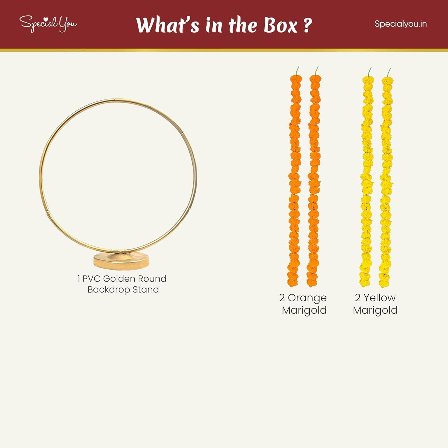 Marigold Garland & Backdrop Stand