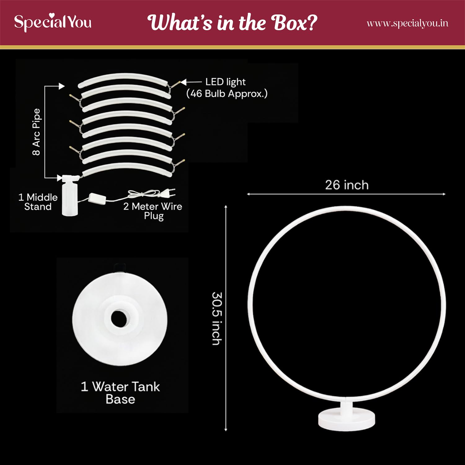 White PVC Round Light Backdrop Decoration Stand