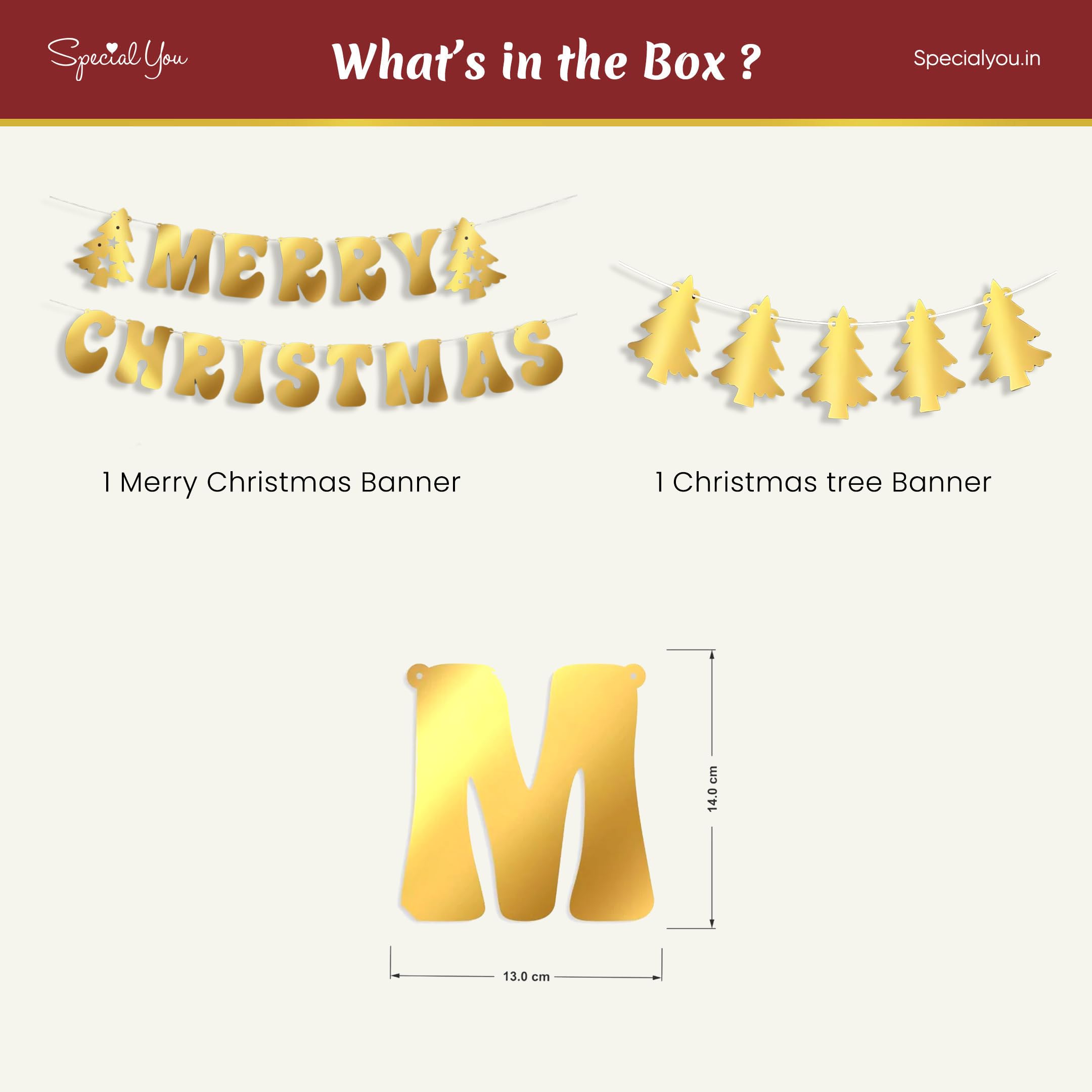 Tree Golden and Merry Christmas Paper Banner