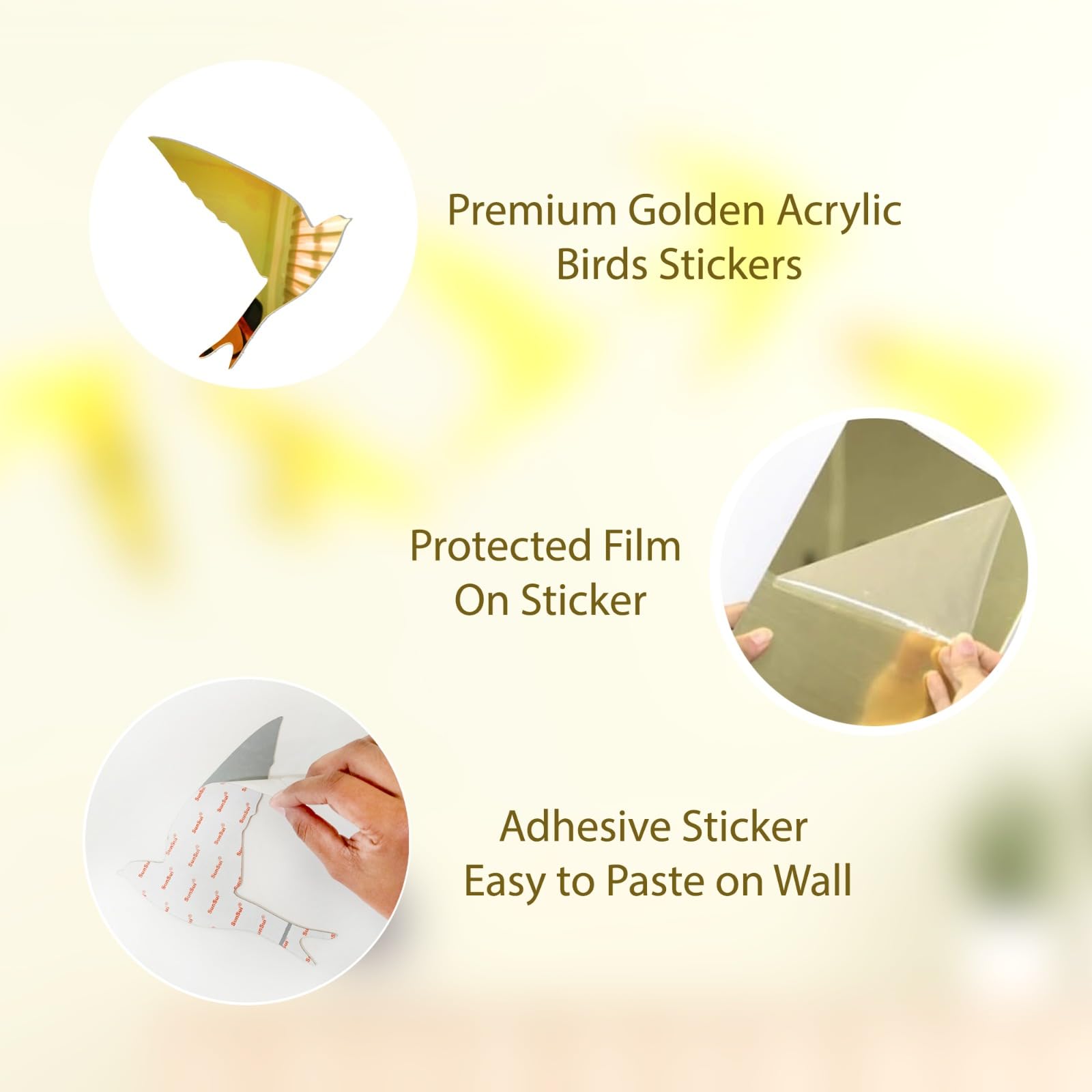 Birds Acrylic Stickers for Home Decoration