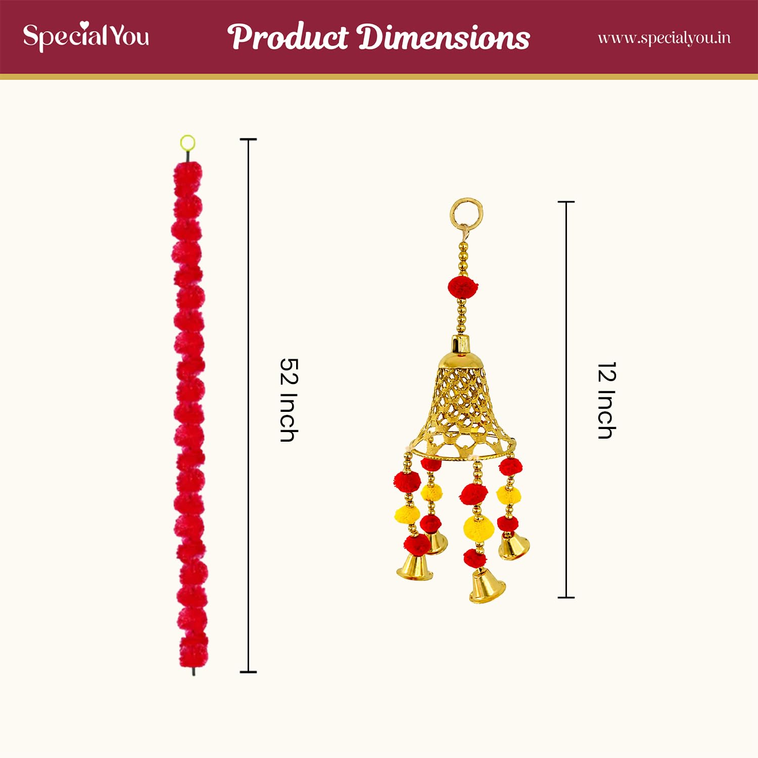 Ganpati Celebration Decor Kit – Marigold Garlands & Bell Hangings