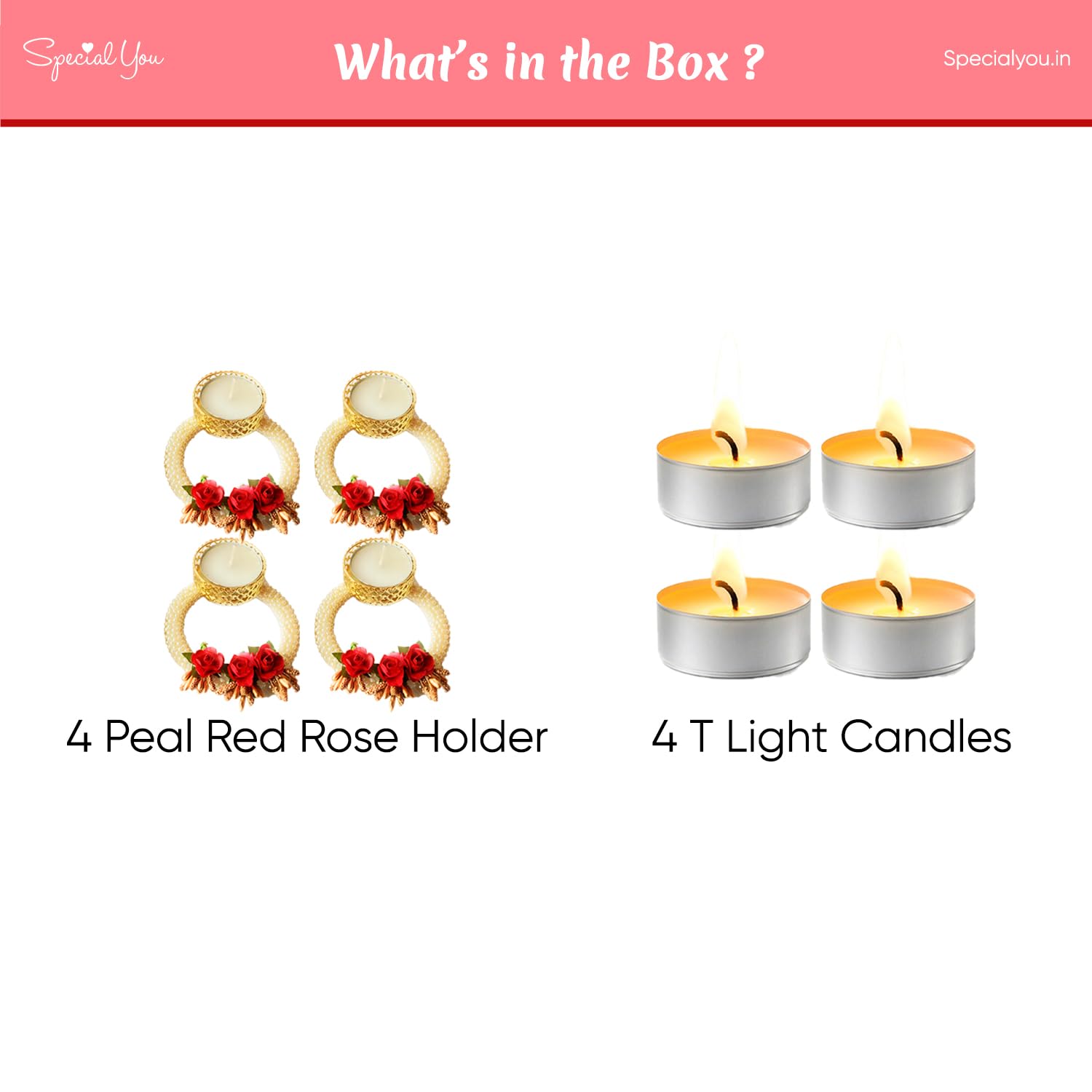 4 rose t light candle holder
