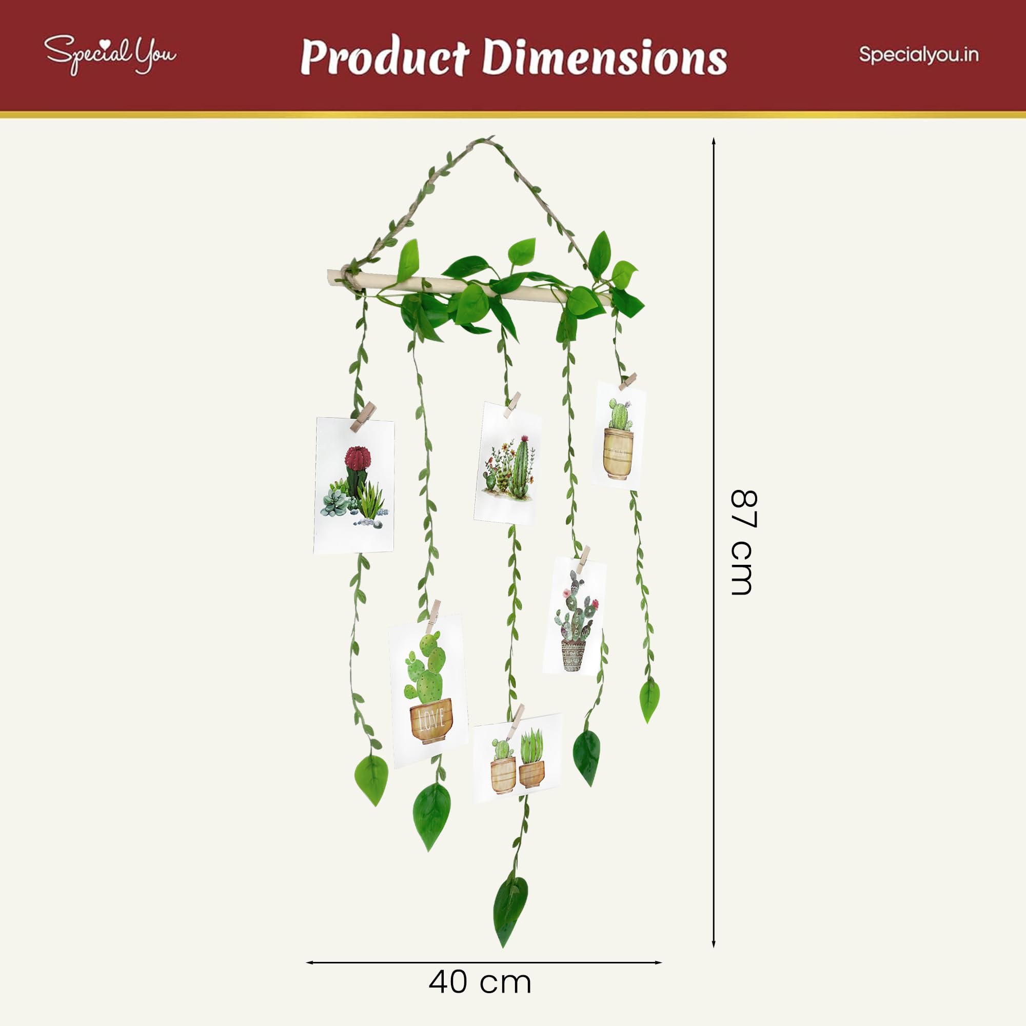 Green Vine with Wooden Photo Clips