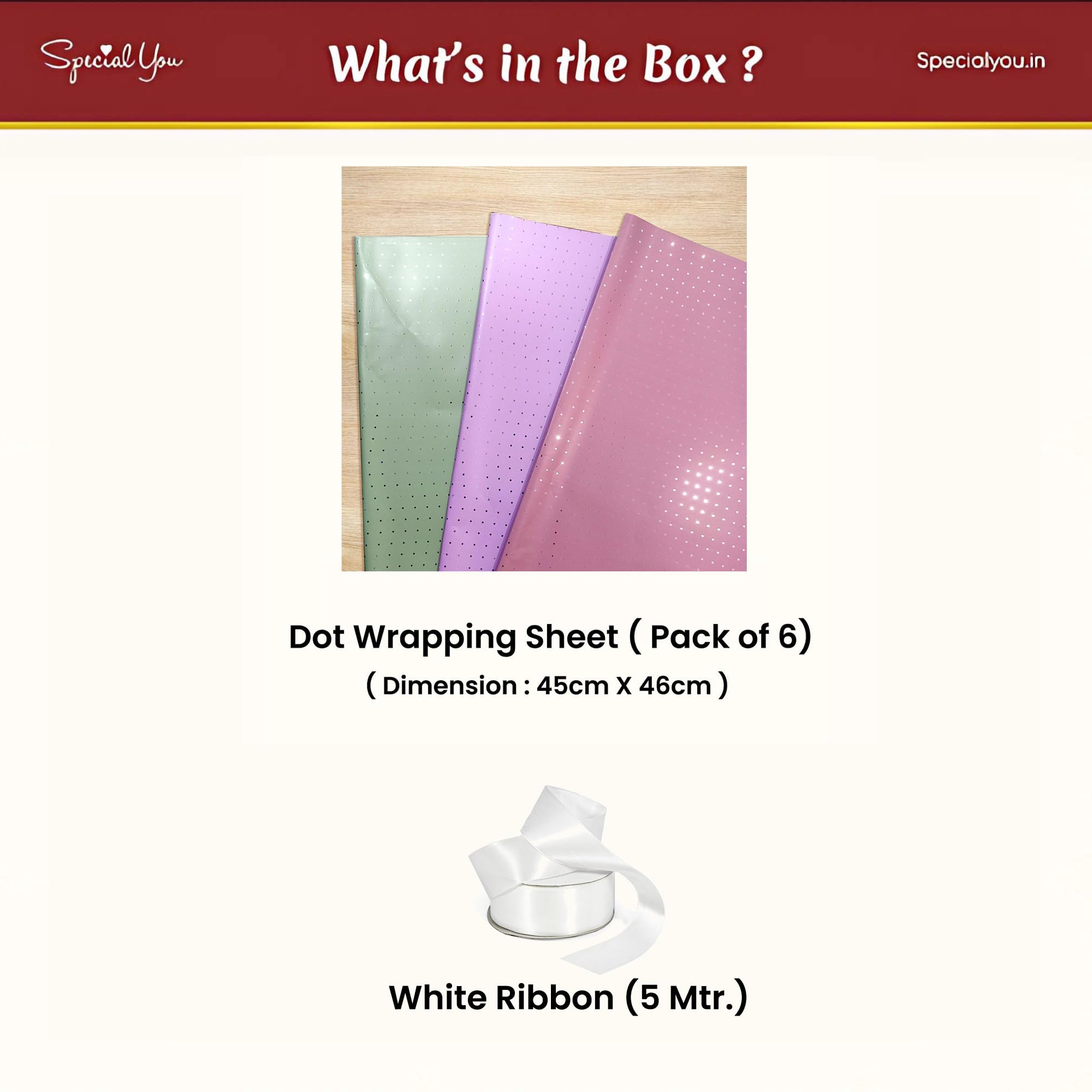 Gift Wrapping Sheets- (Dotted)-6 Sheet