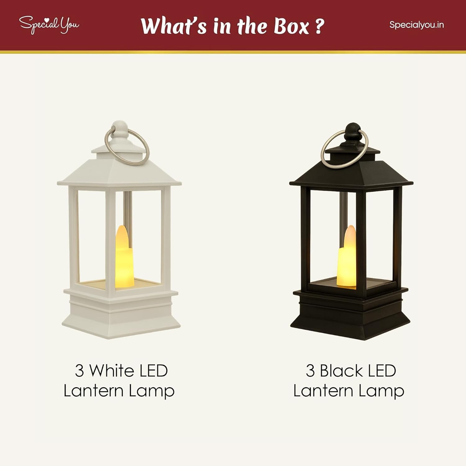 Mini Latern Set of 6 White and Black