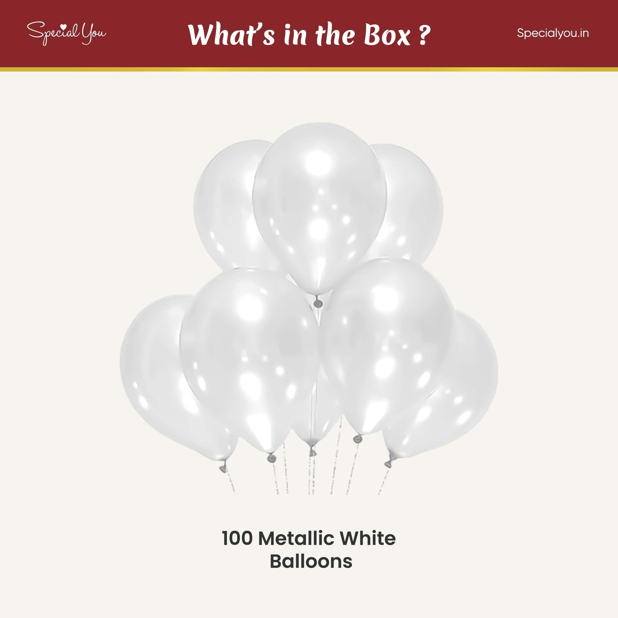 White Metallic balloons for decoration-100 pcs