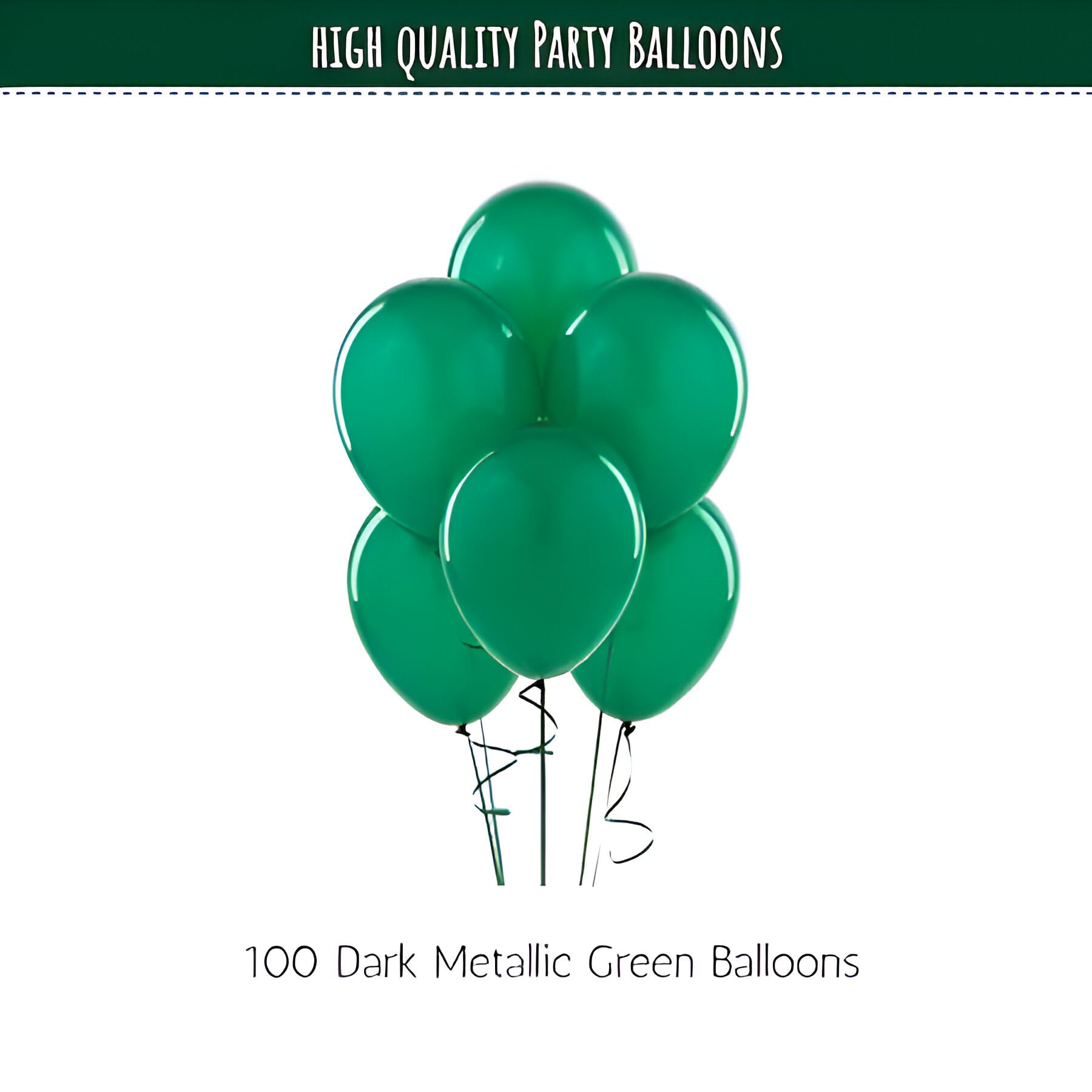 Dark Metallic Green Balloons - 100 pcs