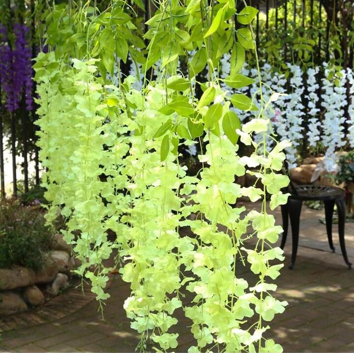 Artificial Green Wisteria Flowers Pack of 6