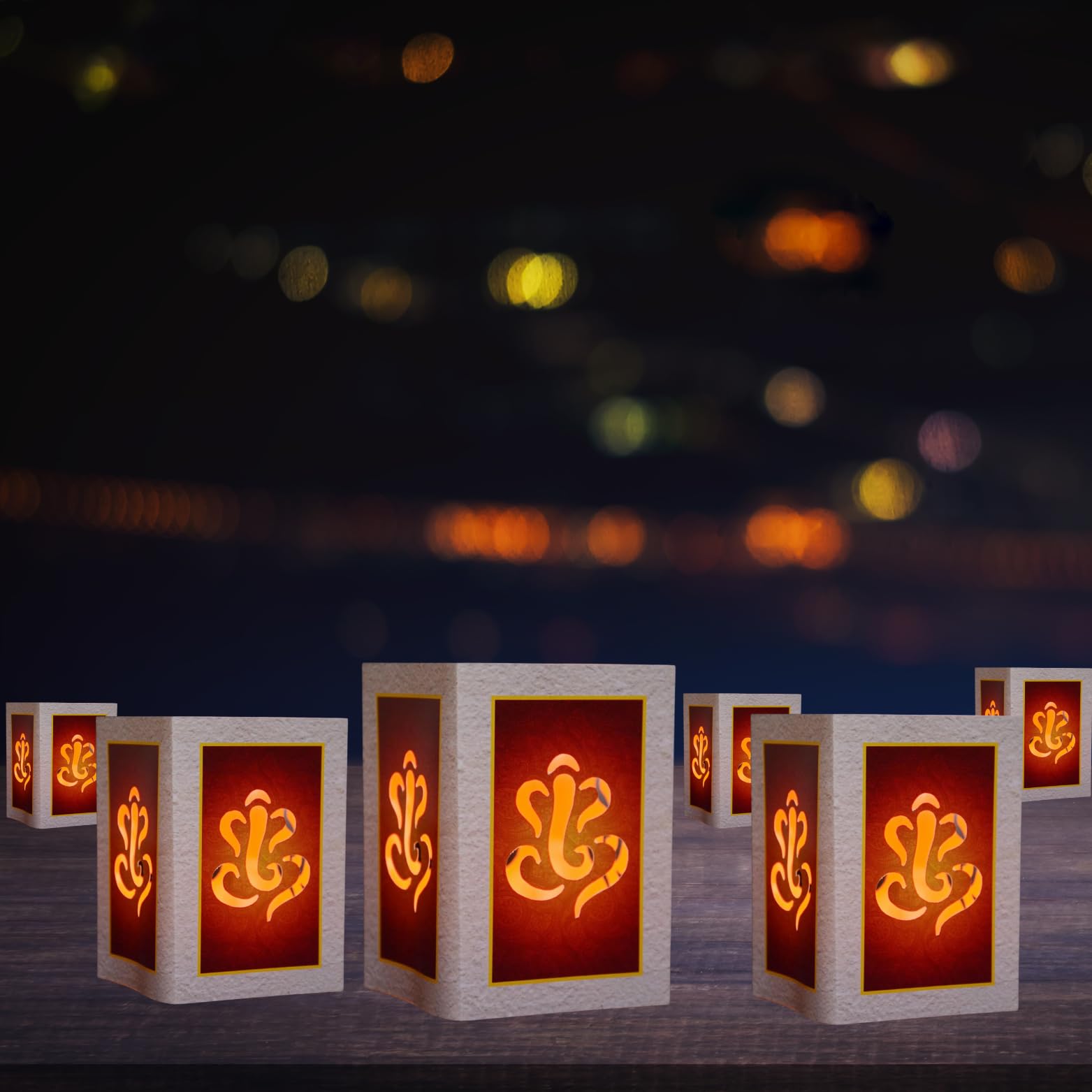 Ganesh Paper Votive with 10 Tea Light