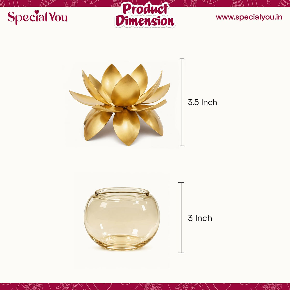 Lotus Urli Bowl with Glass Jar for Diwali Decor