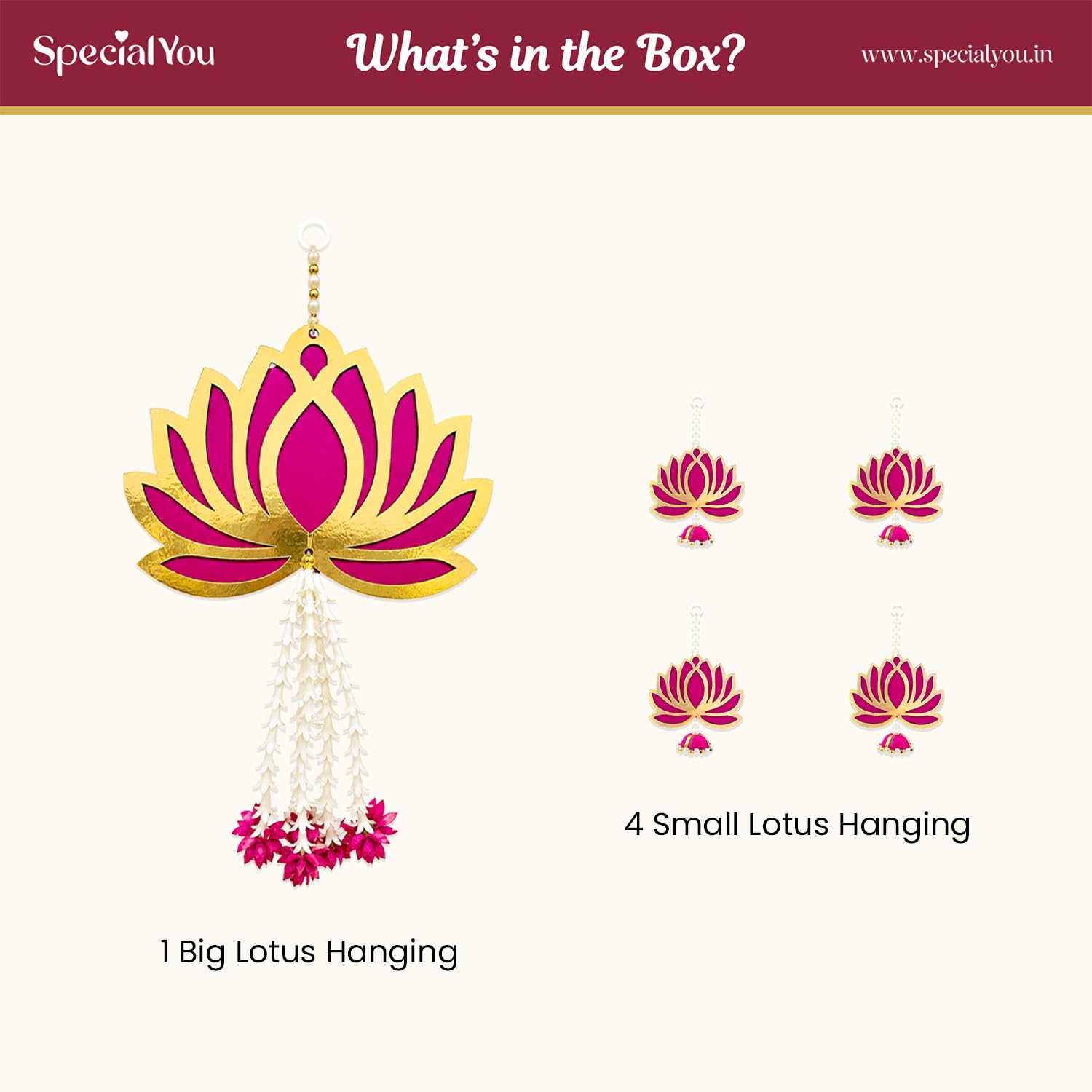 Lotus Bloom Ganpati Hanging Décor Set – 5 Pieces