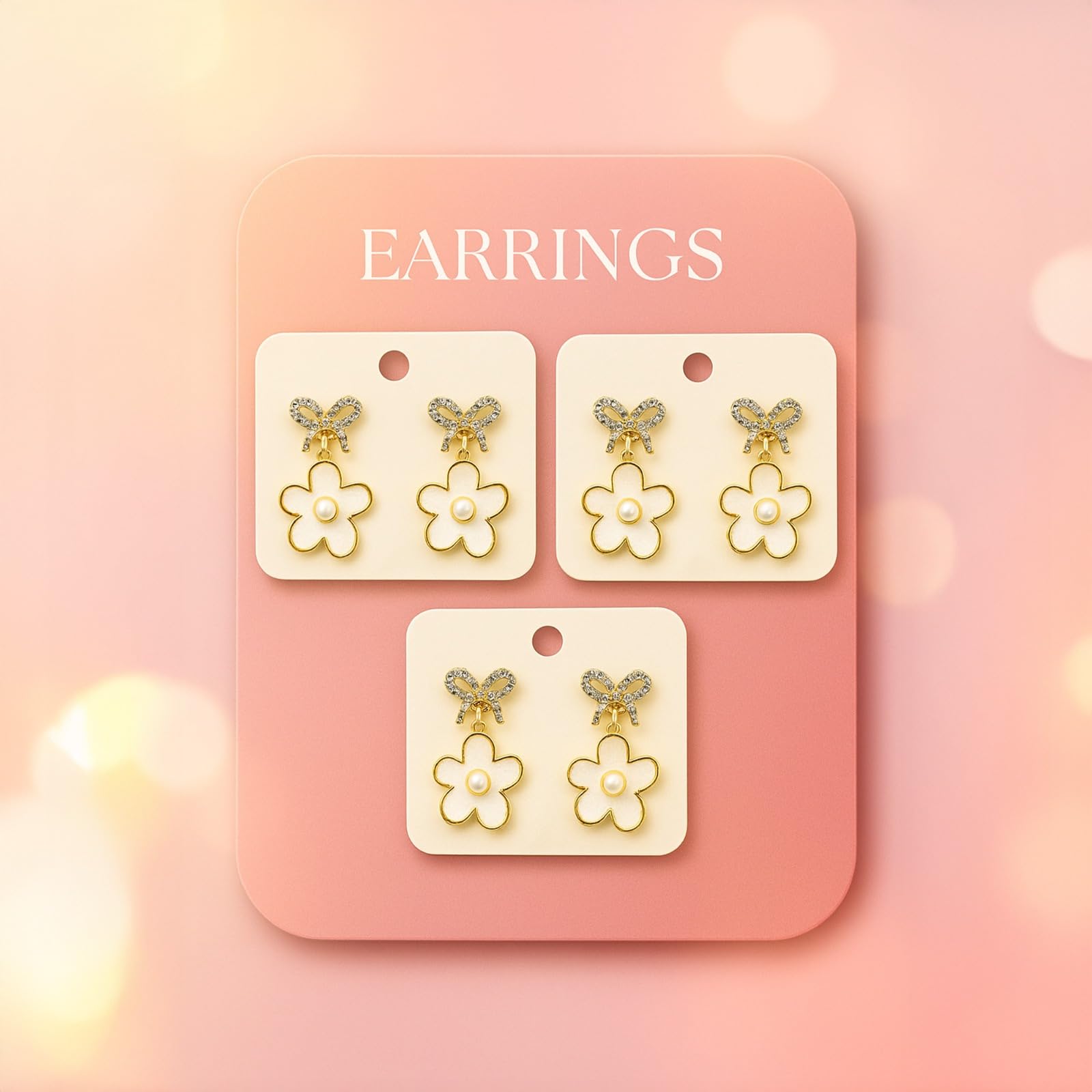 Set of 3 Flower Korean Earring