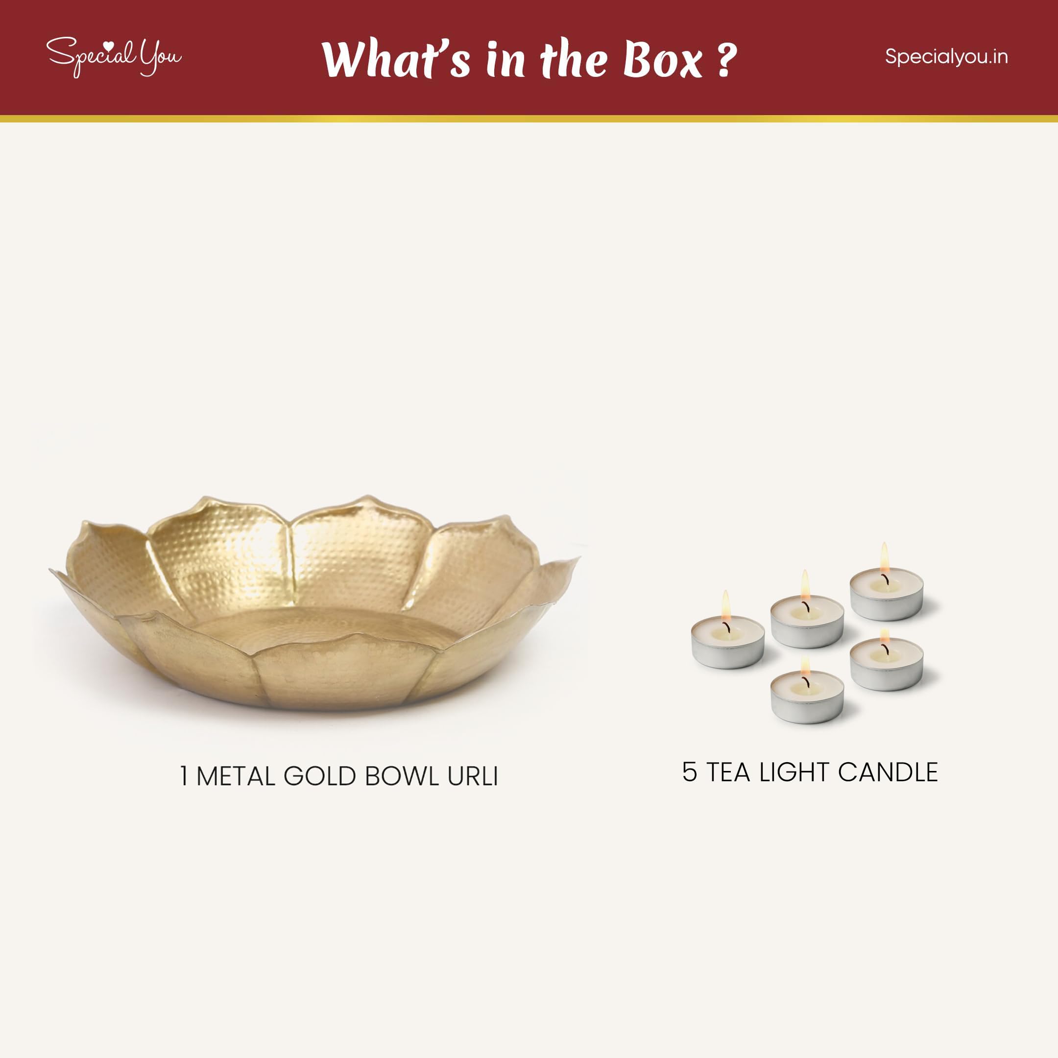 Urli Bowl (8 Inch) with Tea Light Candles - Special You