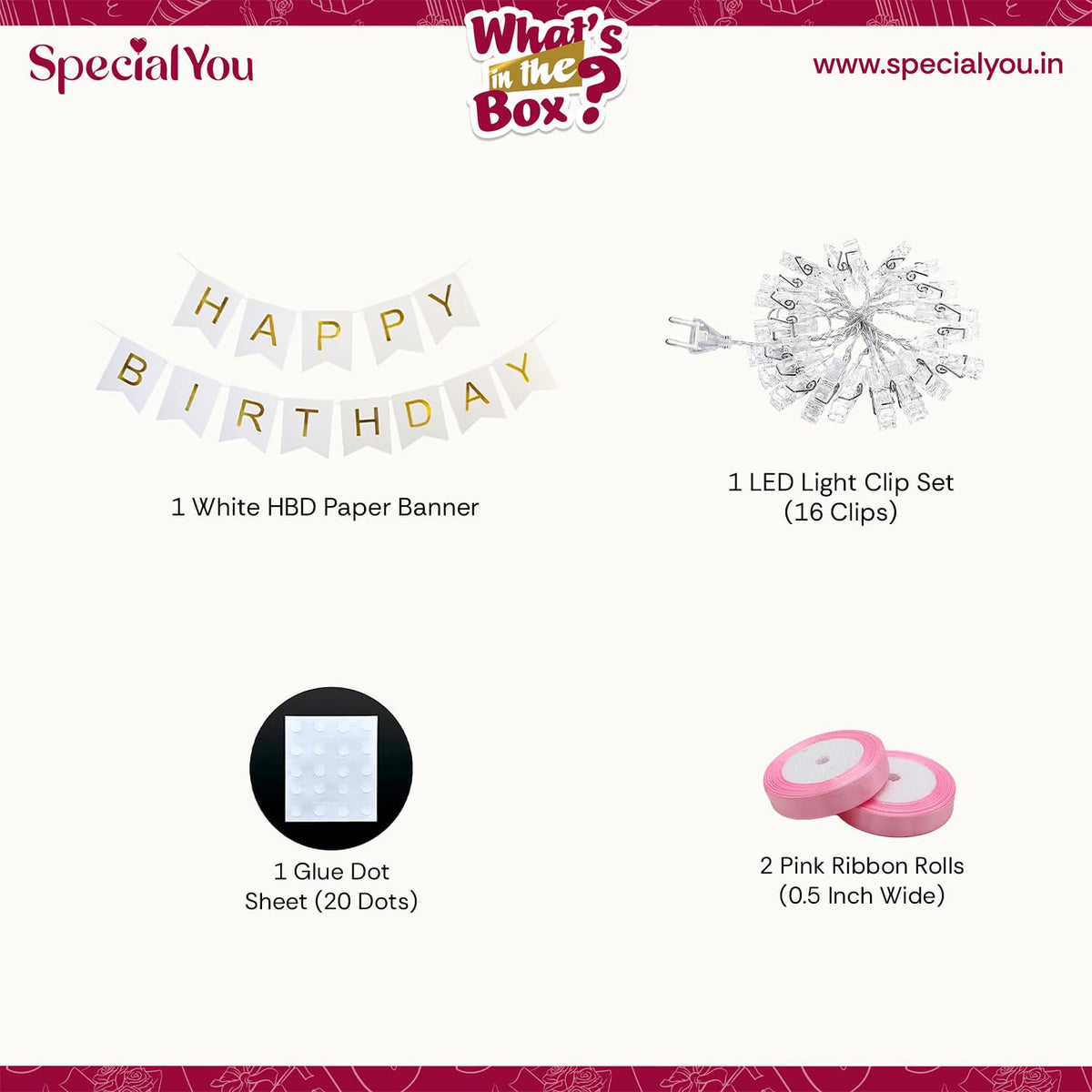 LED Clip Light with Pink Bow Birthday DIY Kit
