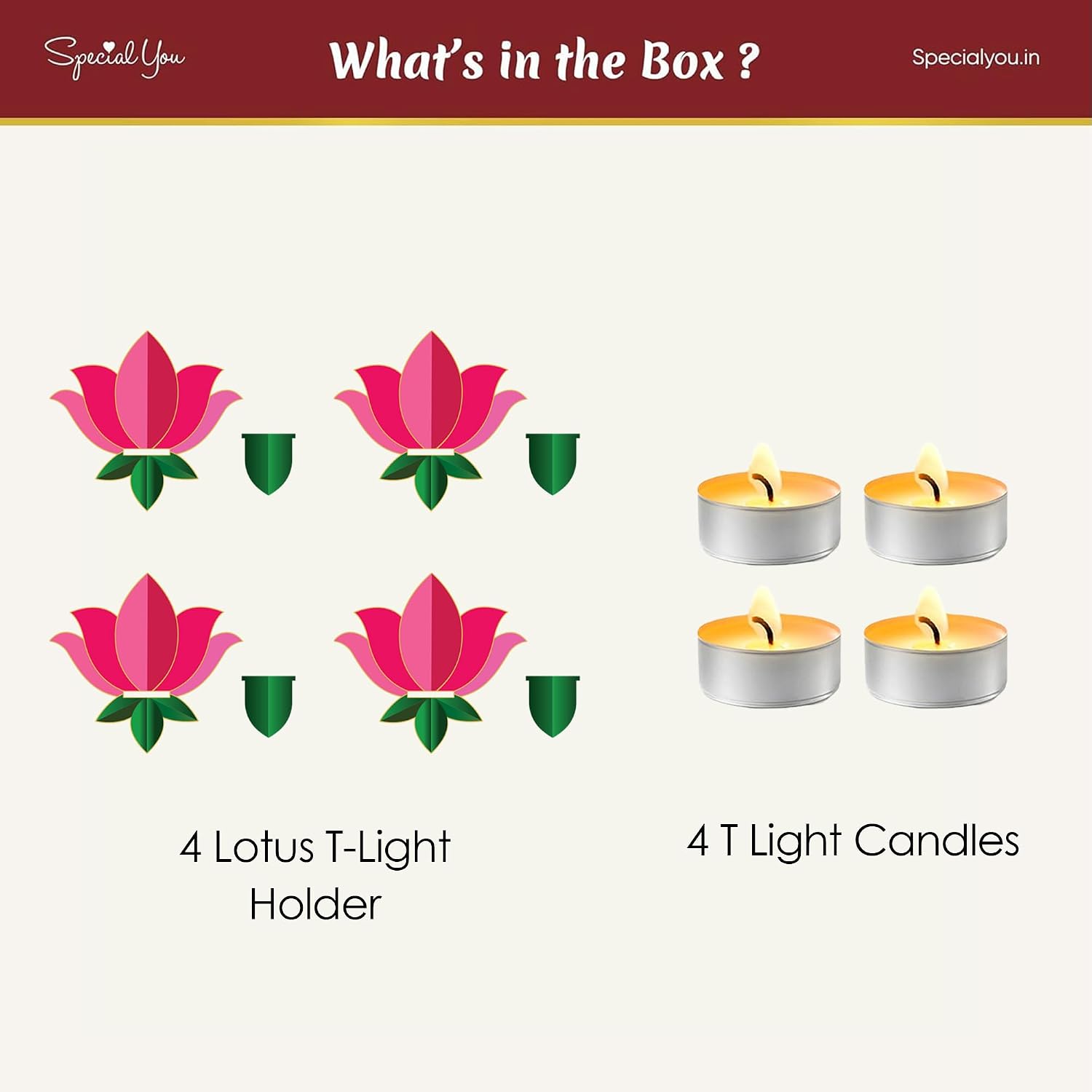 Lotus Glow Ganpati Décor Set – Wooden Candle Holder Collection (4 Pieces)