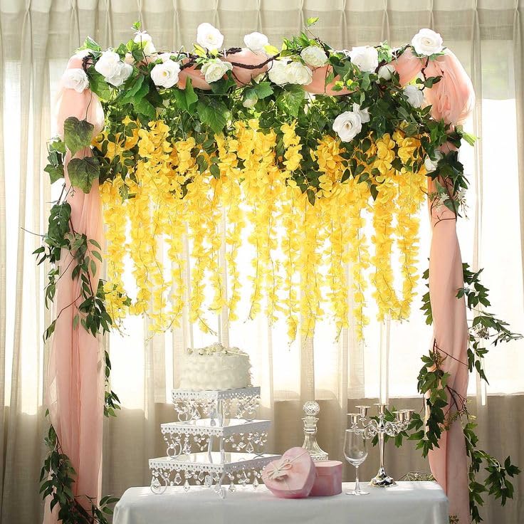 Yellow Artificial Wisteria Flowers Pack of 12
