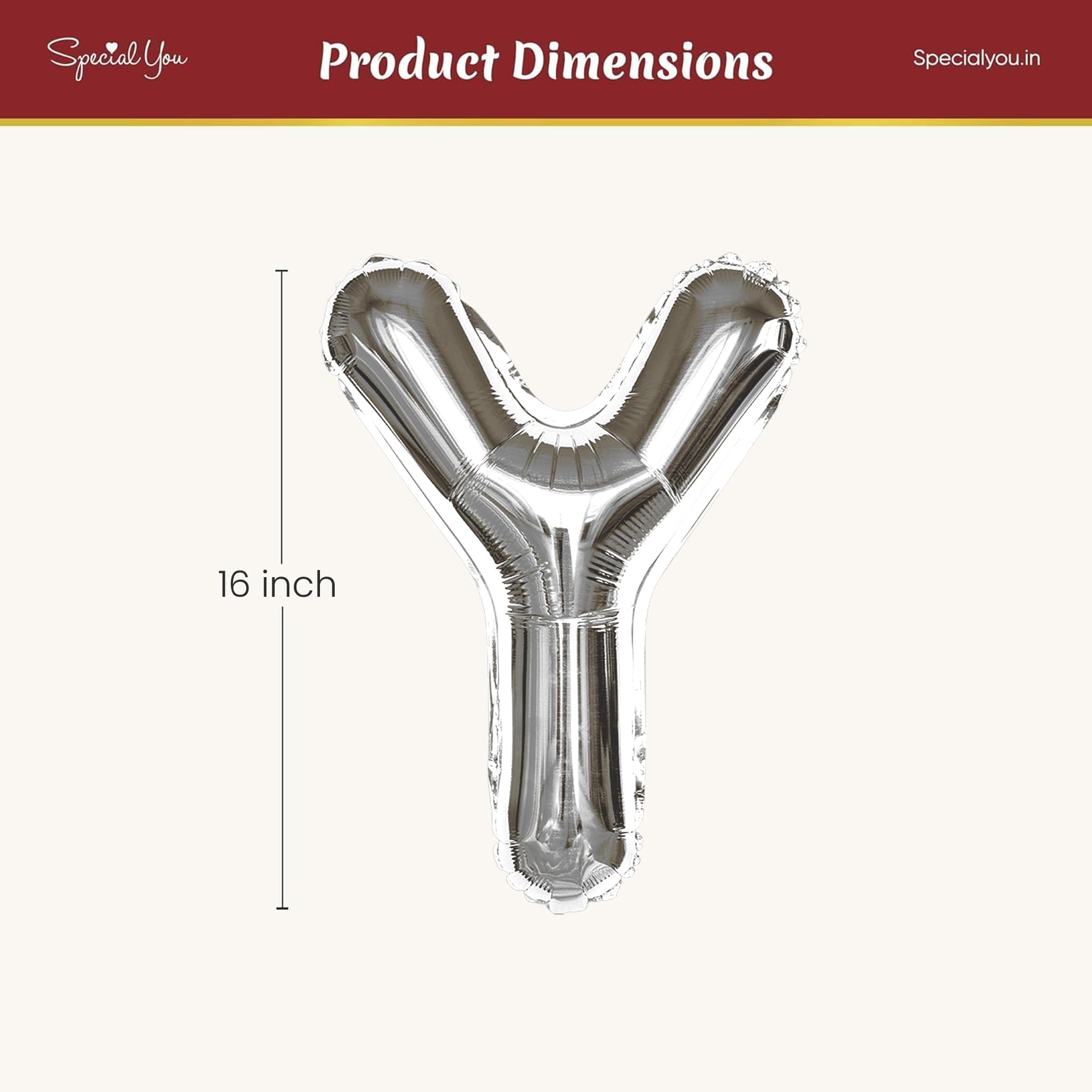 Silver Y Letter Foil Balloon - Special You