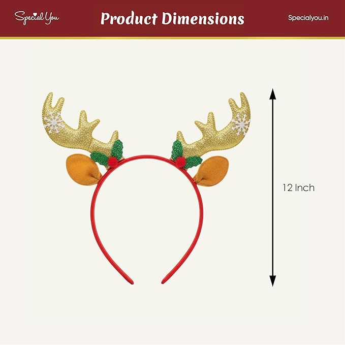 1 Golden Reindeer Headband for Christmas