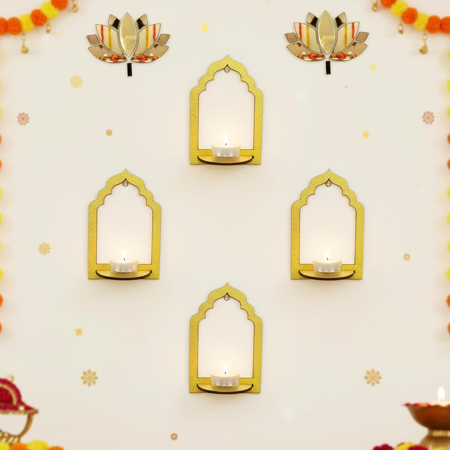 Lotus Acrylic & Wooden Jharokha Decor