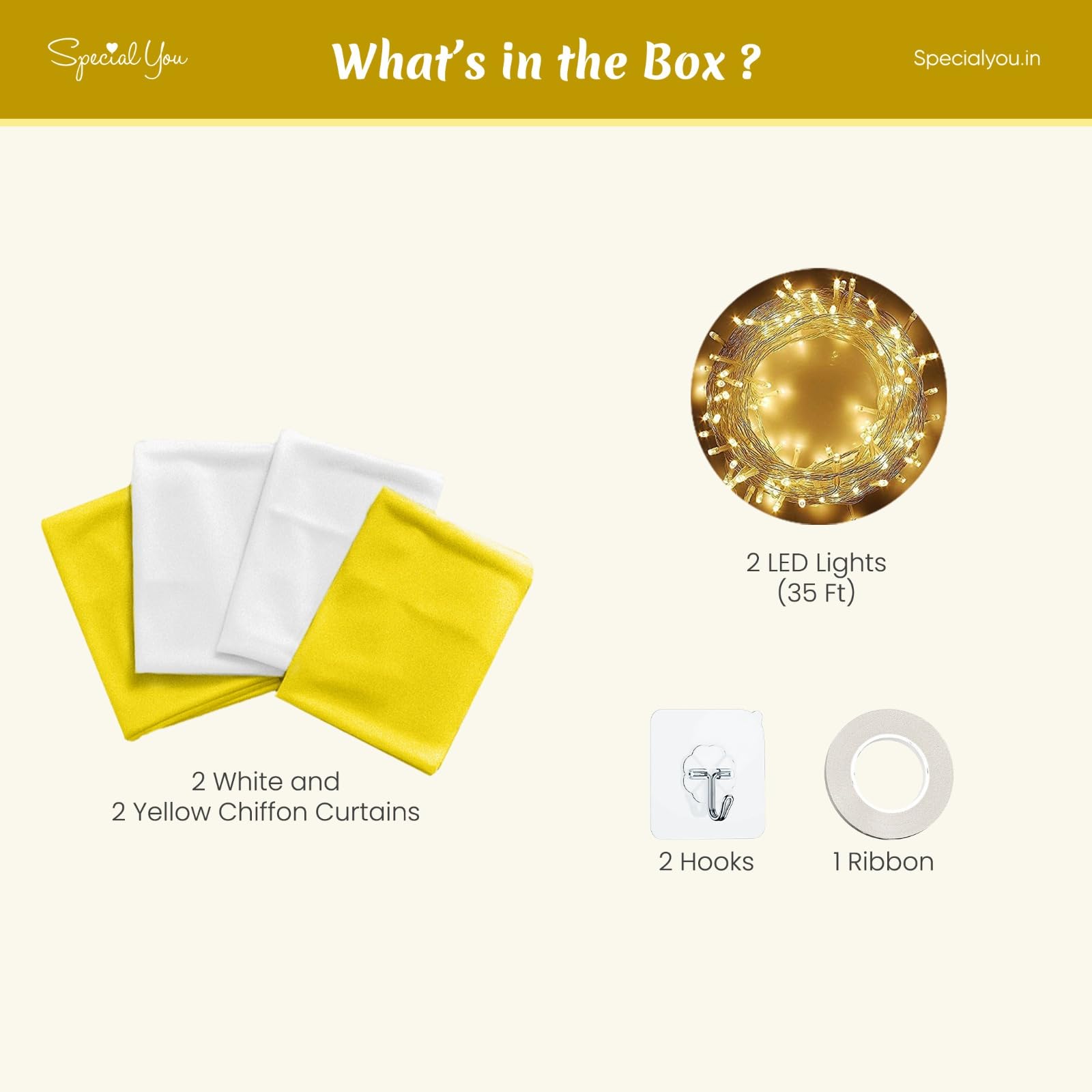 White & Yellow Curtains Backdrop
