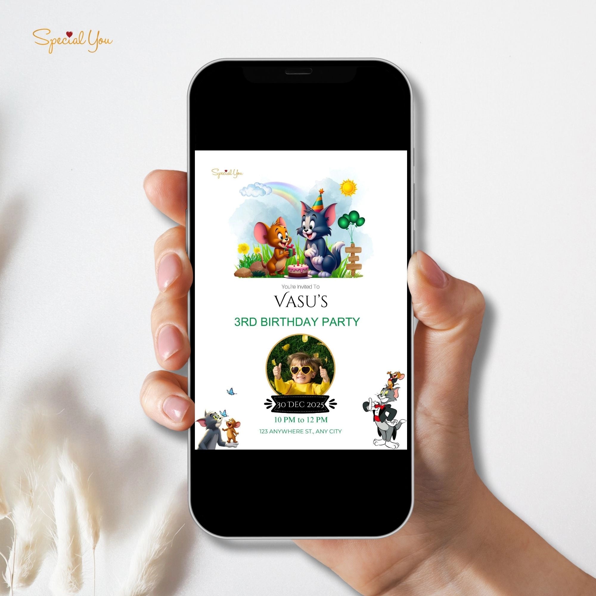 Tom and Jerry Theme Birthday E-Invite